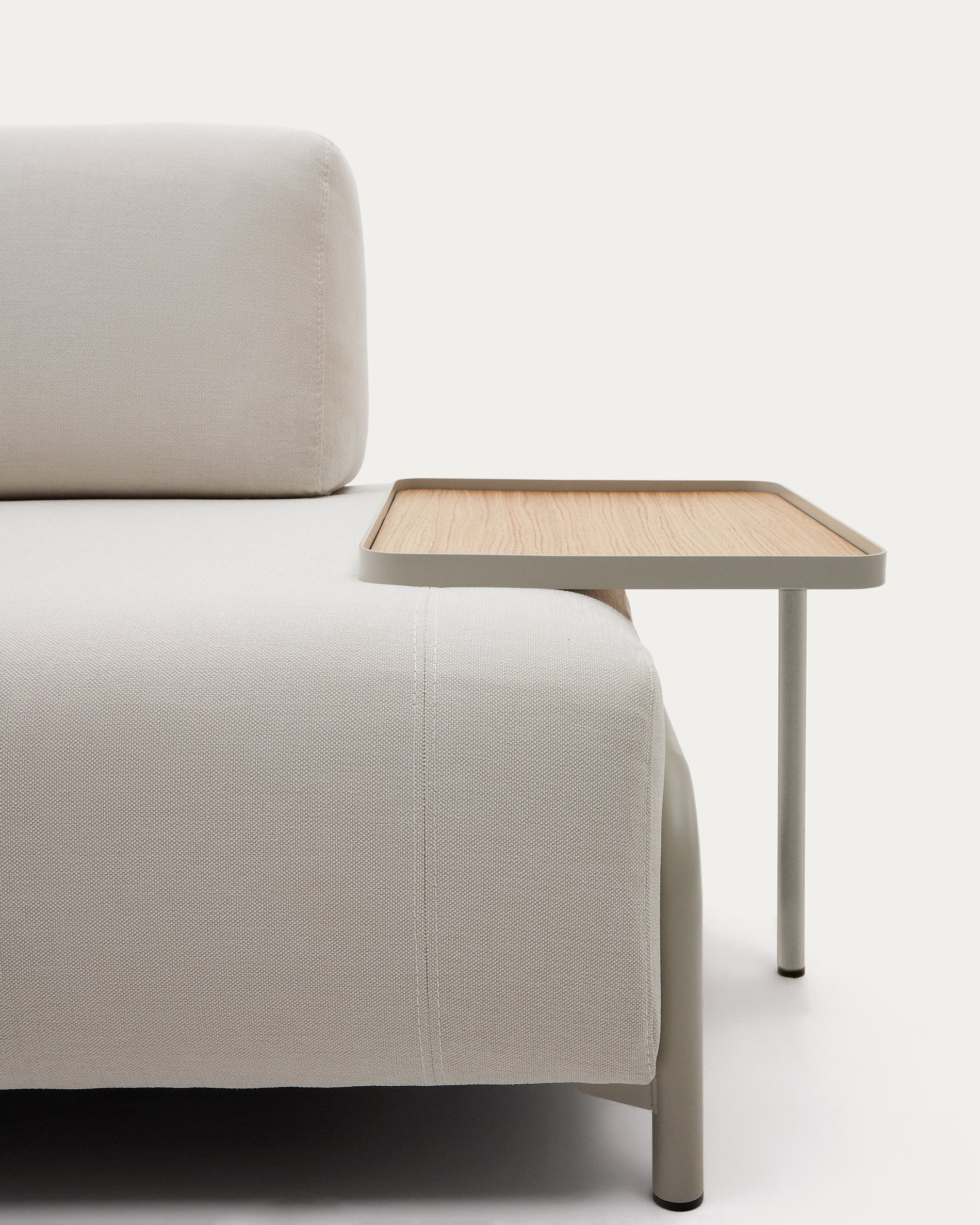 Large Compo tray in oak veneer with natural finish and beige metal structure - Detail