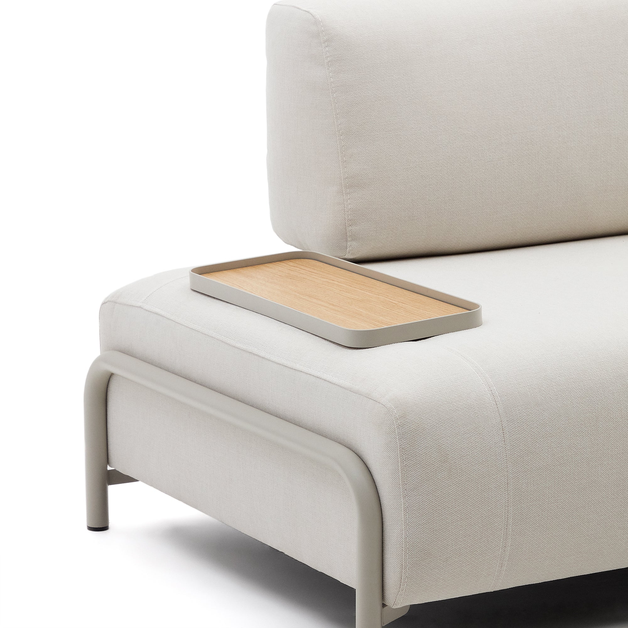 Small Compo tray in oak veneer with natural finish and beige metal structure - Product Image