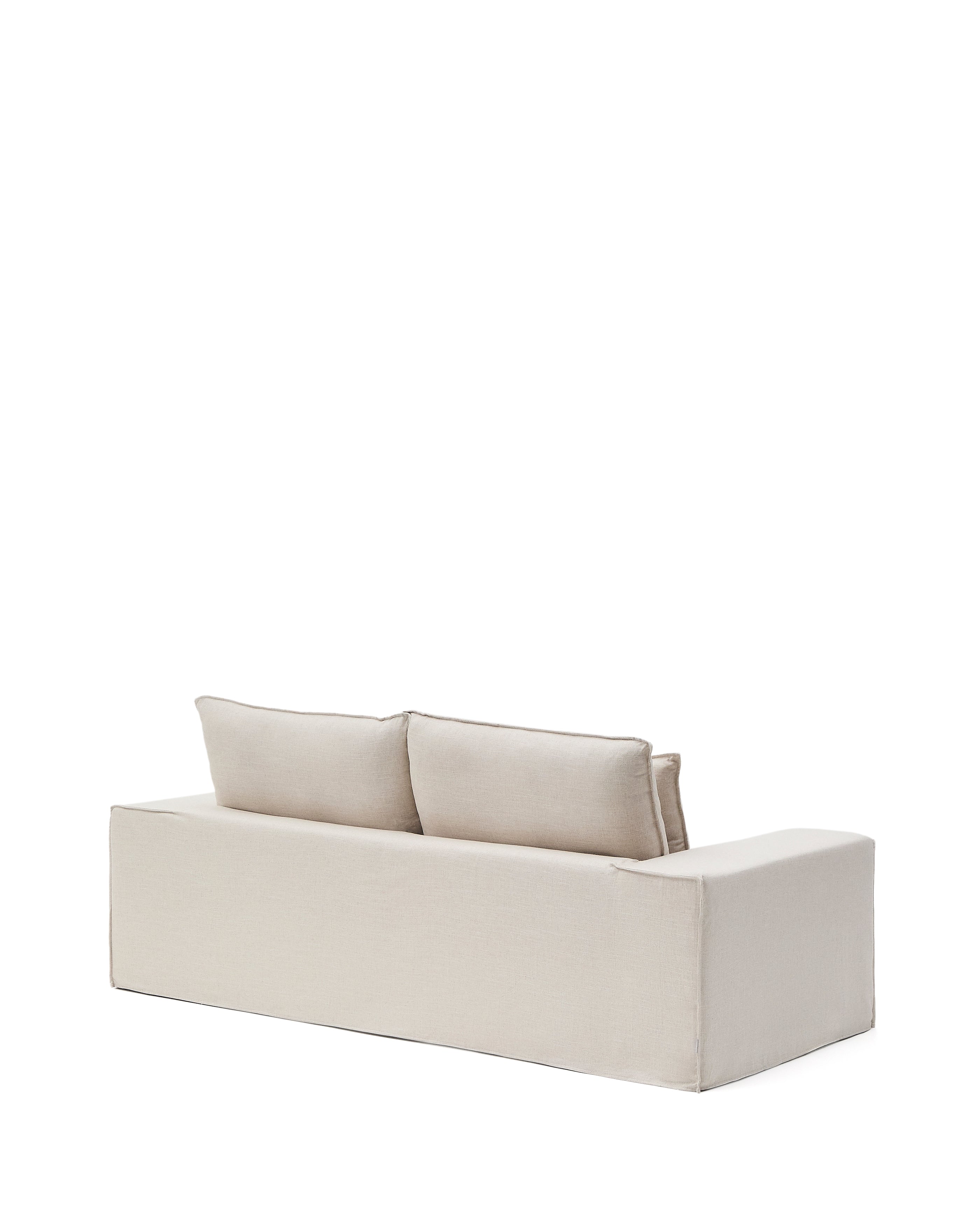 Anarela beige linen 2-seater sofa with removable cover and cushions 240cm - Product Image