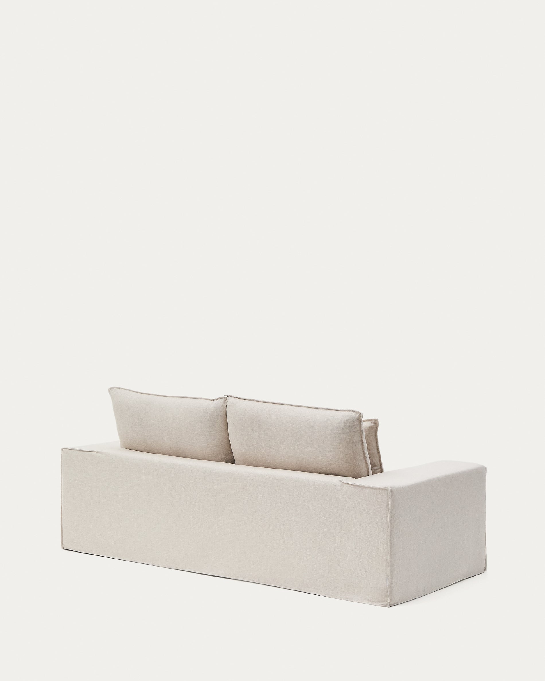 Anarela beige linen 2-seater sofa with removable cover and cushions 240cm - Product View