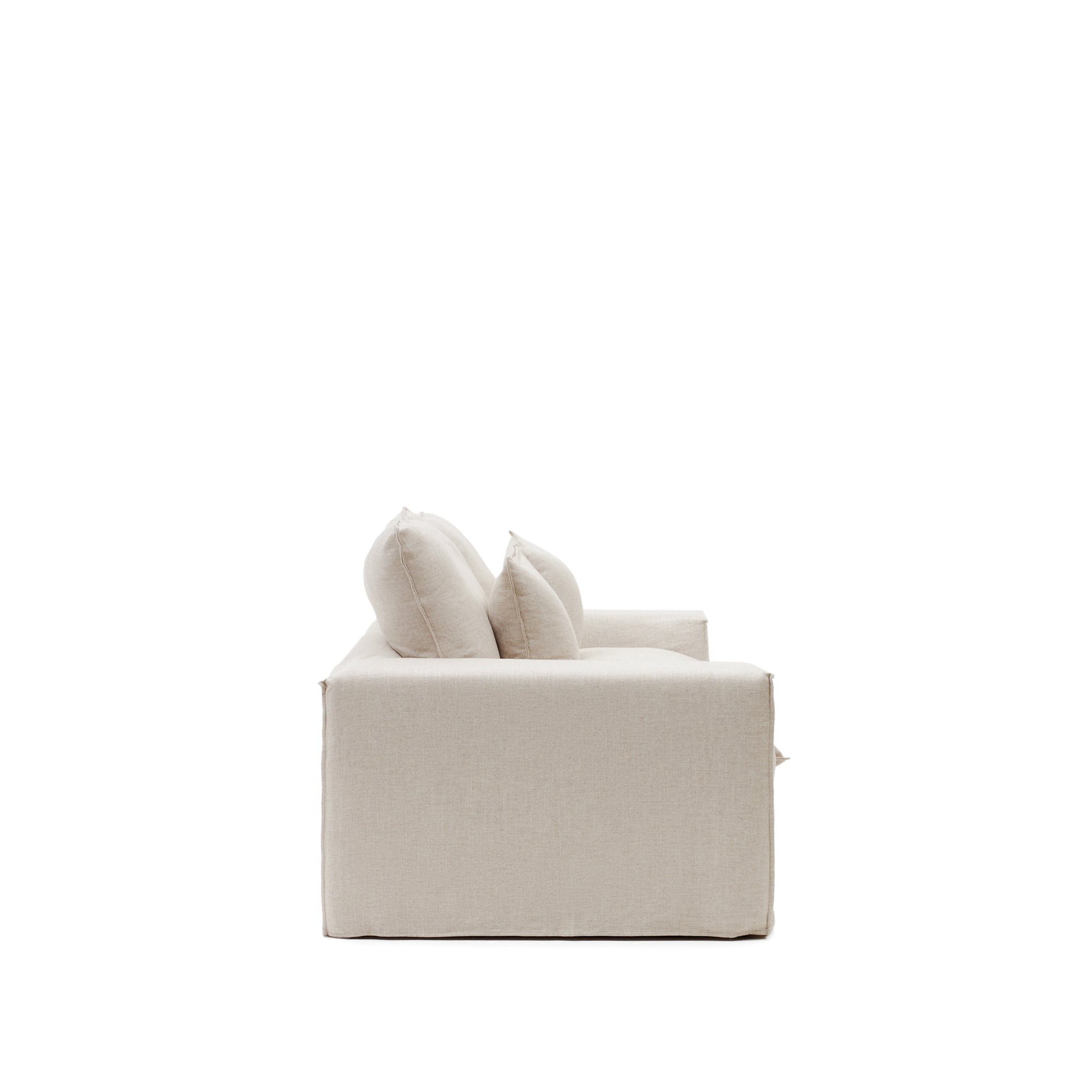Anarela 3 seater sofa with removable covers and beige linen cushions, 280 cm - Product Image