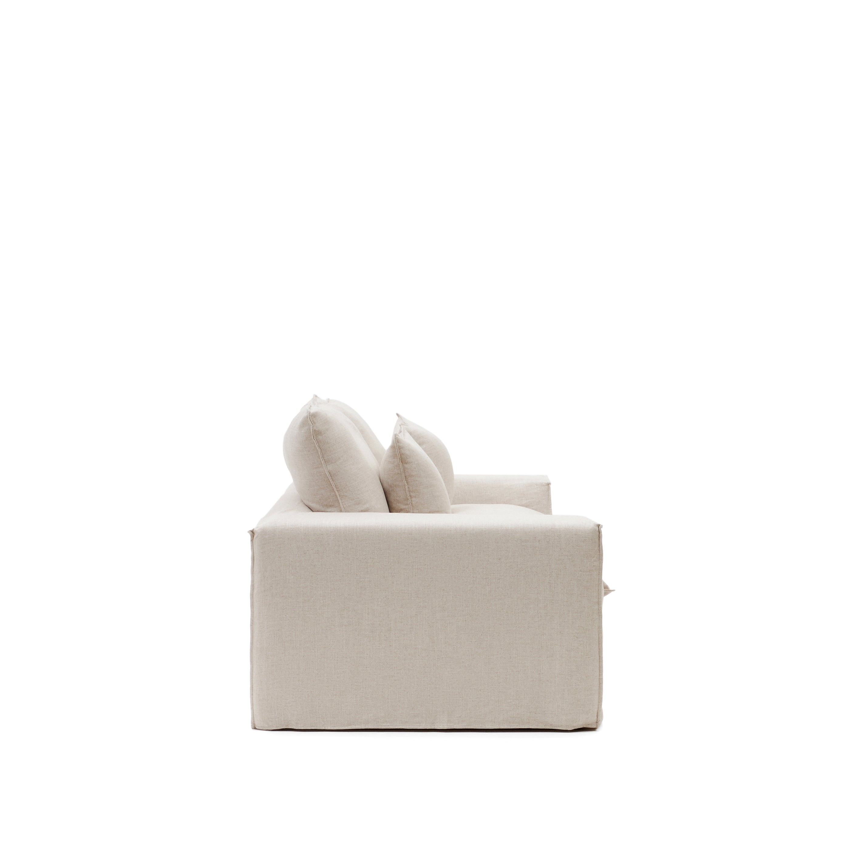 Anarela 3 seater sofa with removable covers and beige linen cushions, 280 cm - Product Image