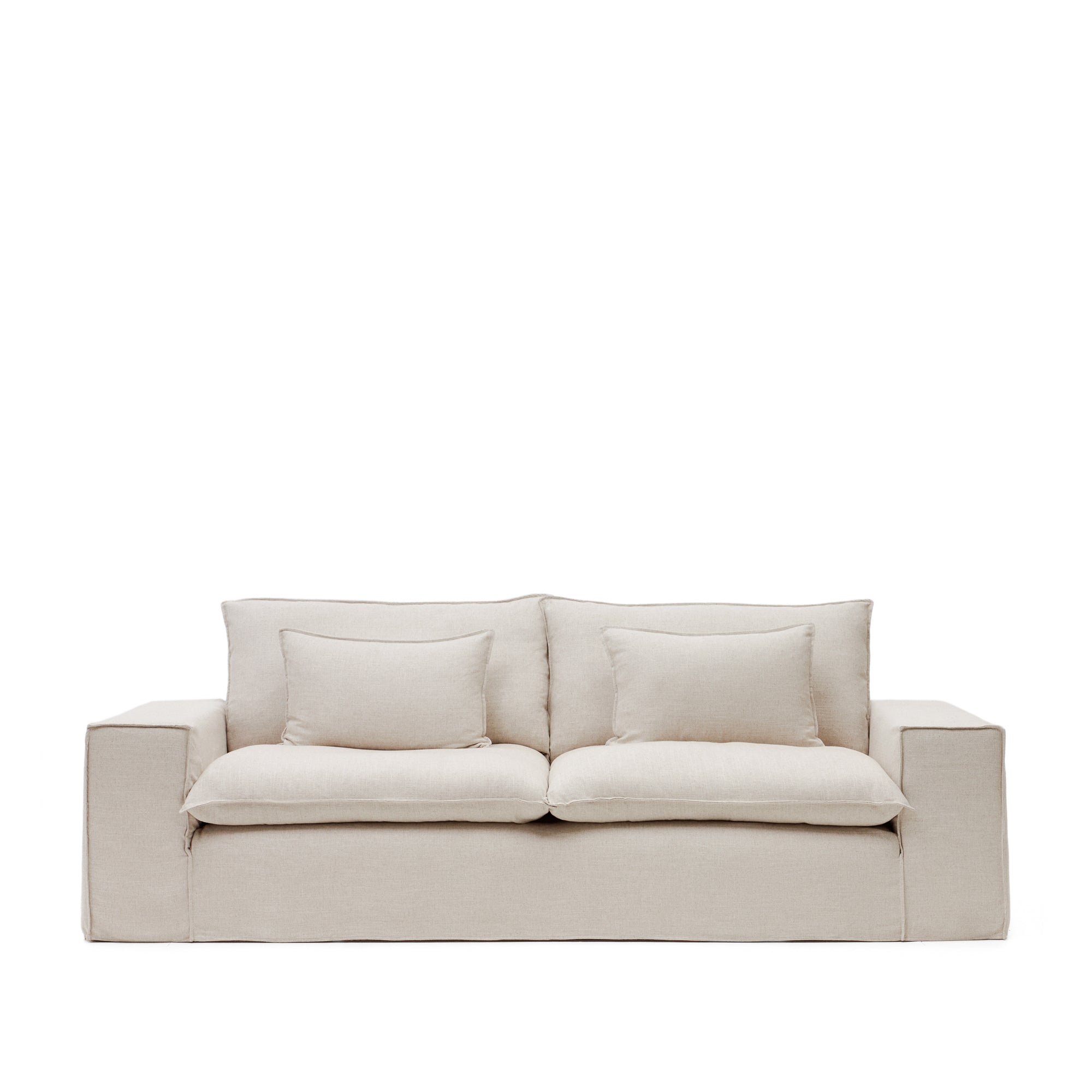 Anarela 3 seater sofa cover in beige linen - Product Image