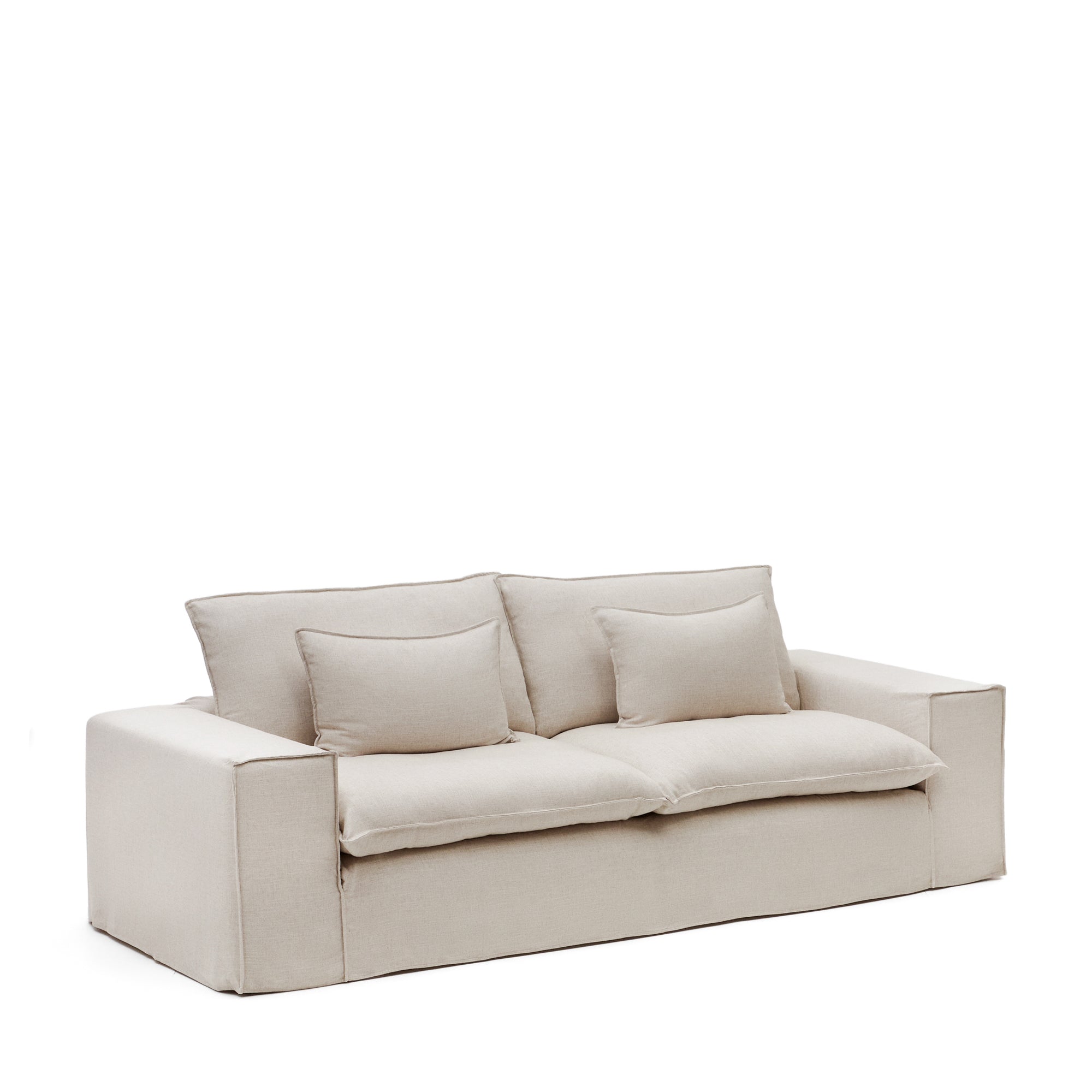 Anarela 3 seater sofa cover in beige linen - Product Image