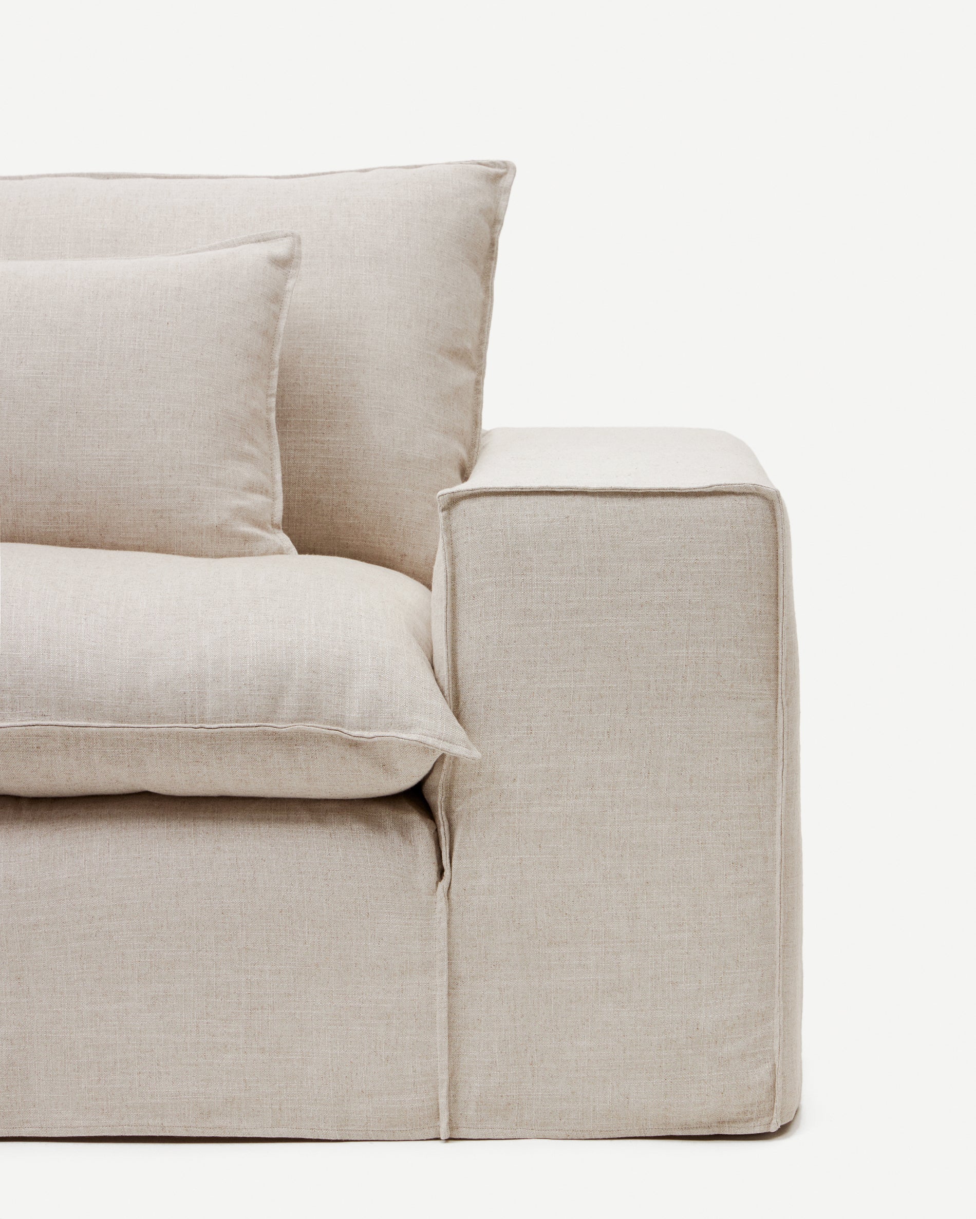 Anarela 3 seater sofa cover in beige linen - Detail