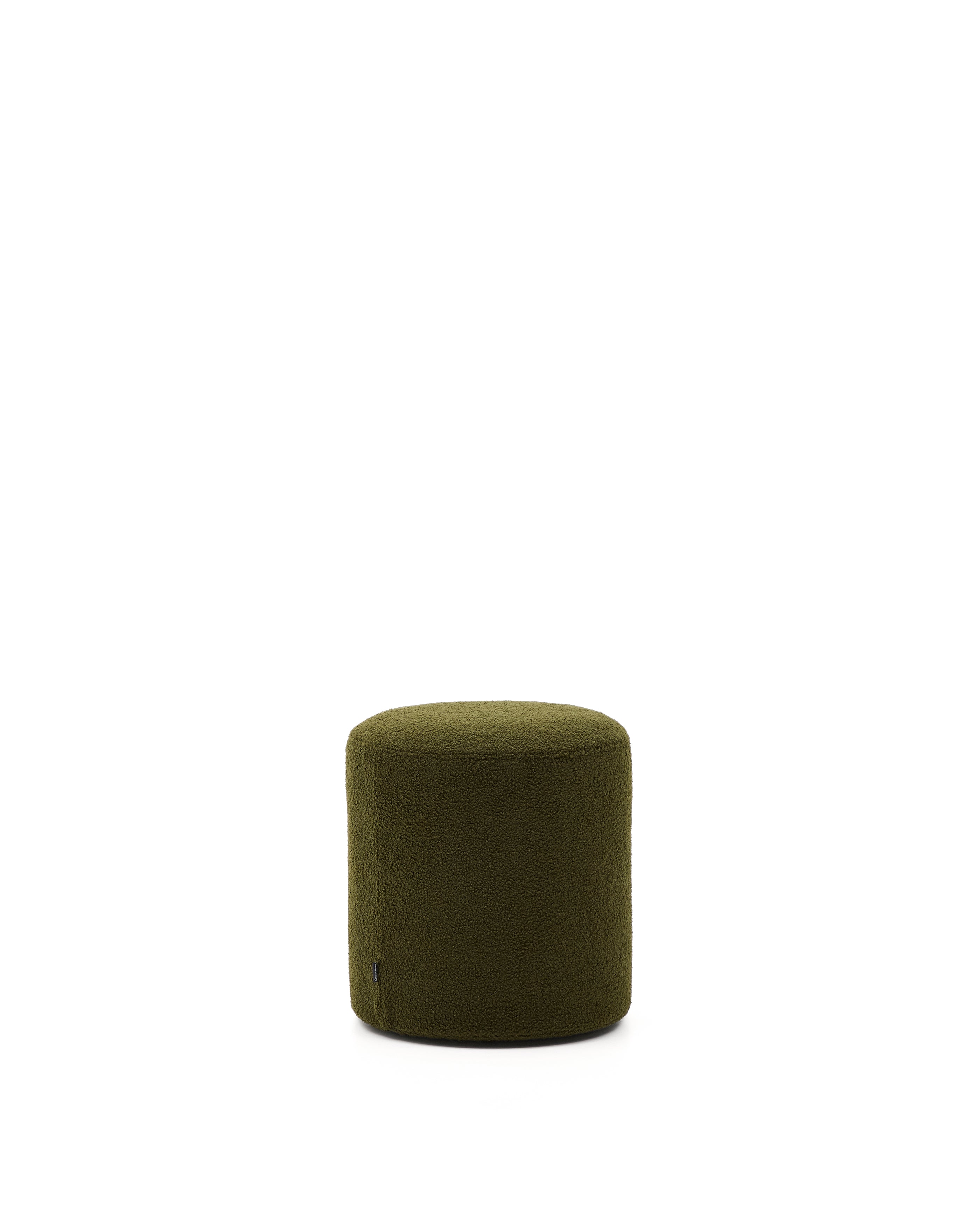 Kaeli footrest with removable cover in green bouclé Ø 43 cm - Product Image