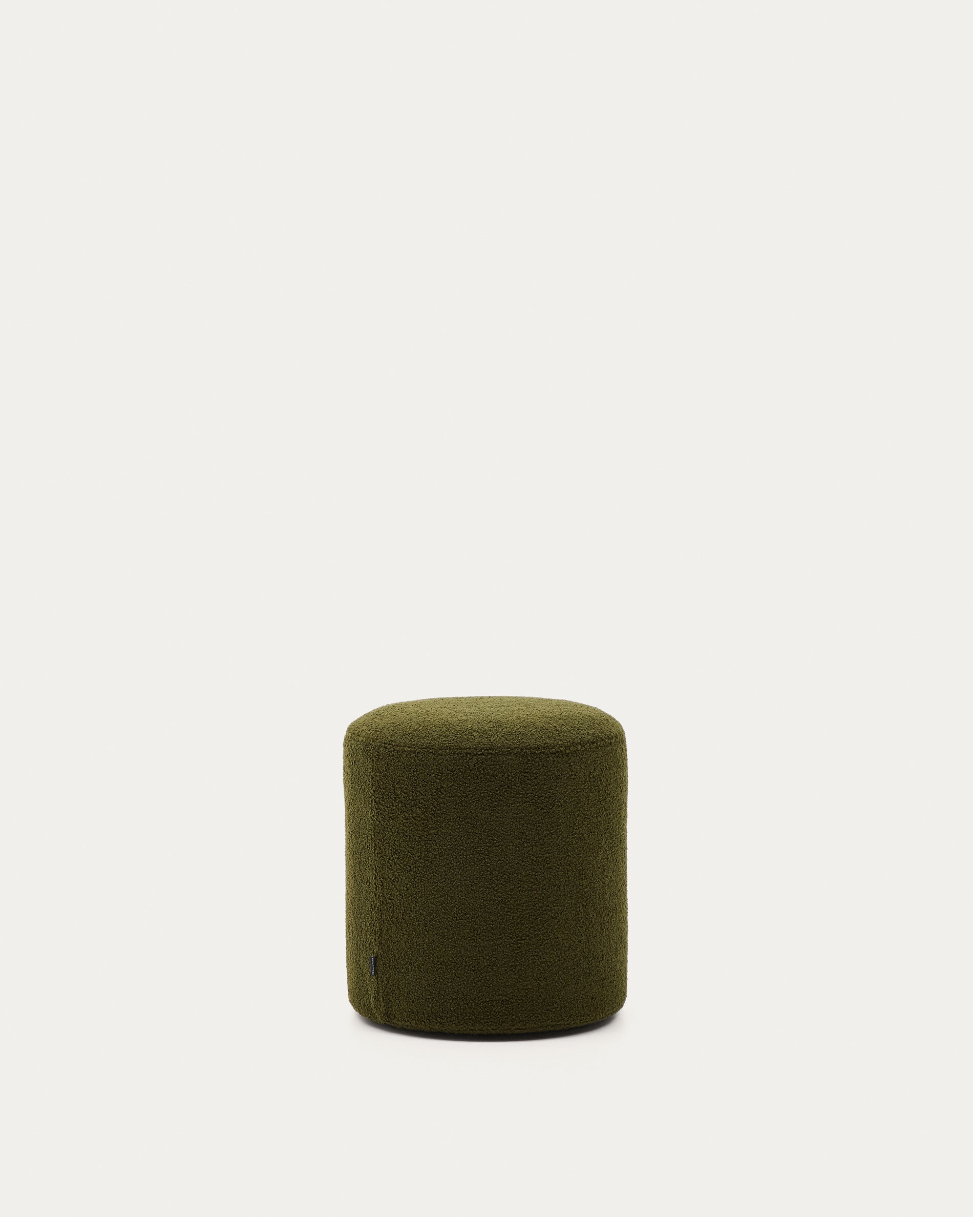 Kaeli footrest with removable cover in green bouclé Ø 43 cm - Product View