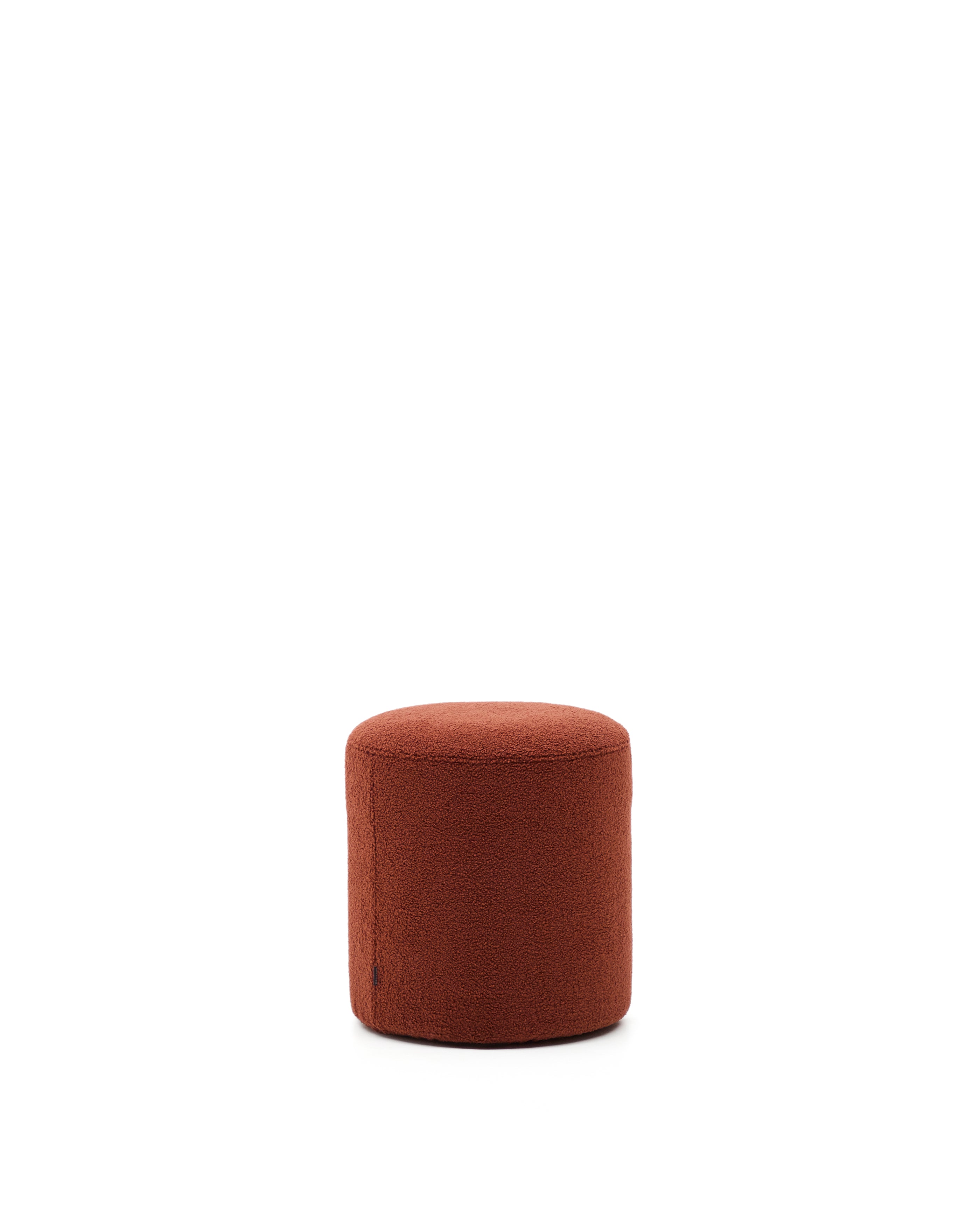 Kaeli footrest with removable cover in terracotta bouclé Ø 43 cm - Product Image