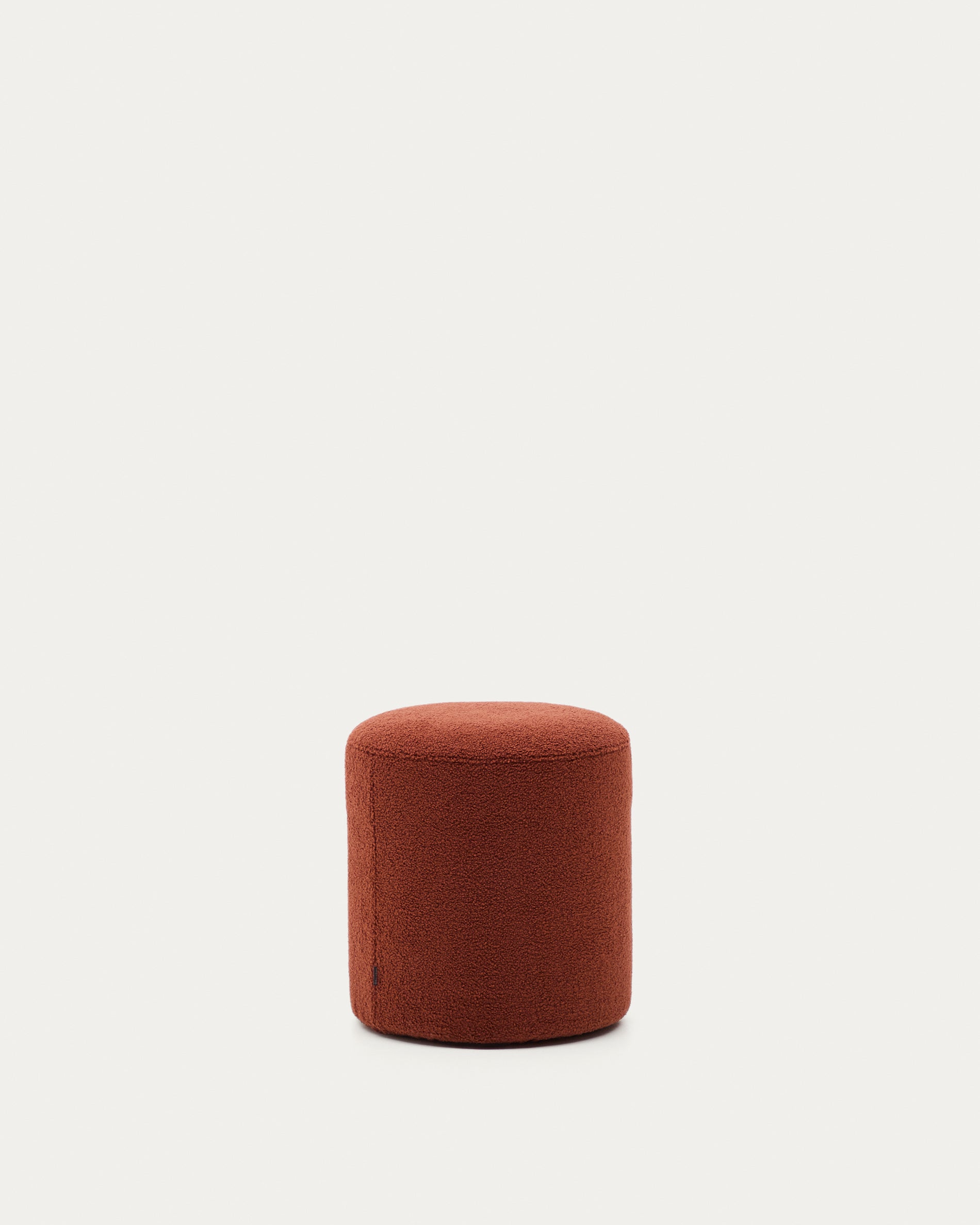 Kaeli footrest with removable cover in terracotta bouclé Ø 43 cm - Product View