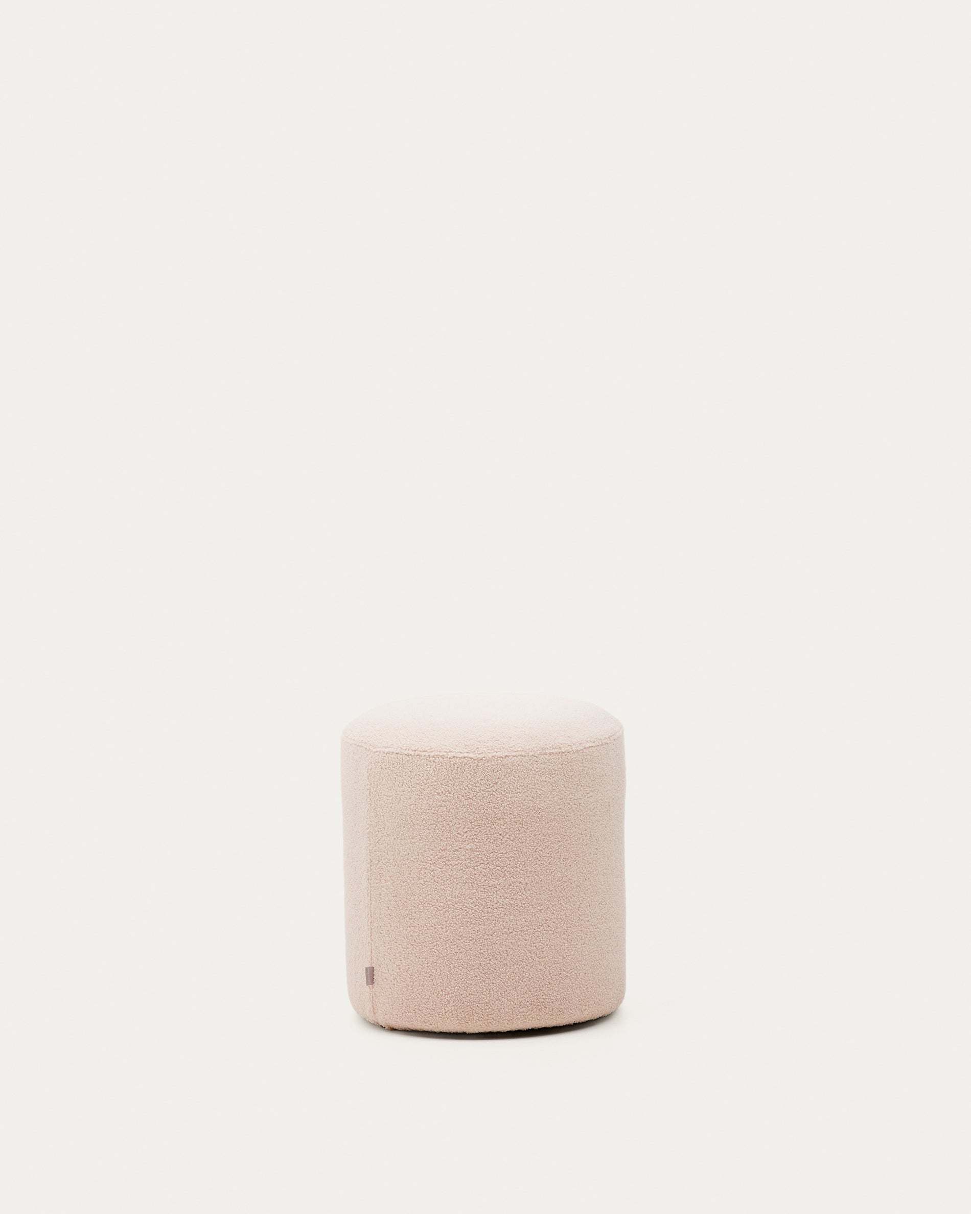 Kaeli footrest with removable cover in pink bouclé Ø 43 cm - Product View