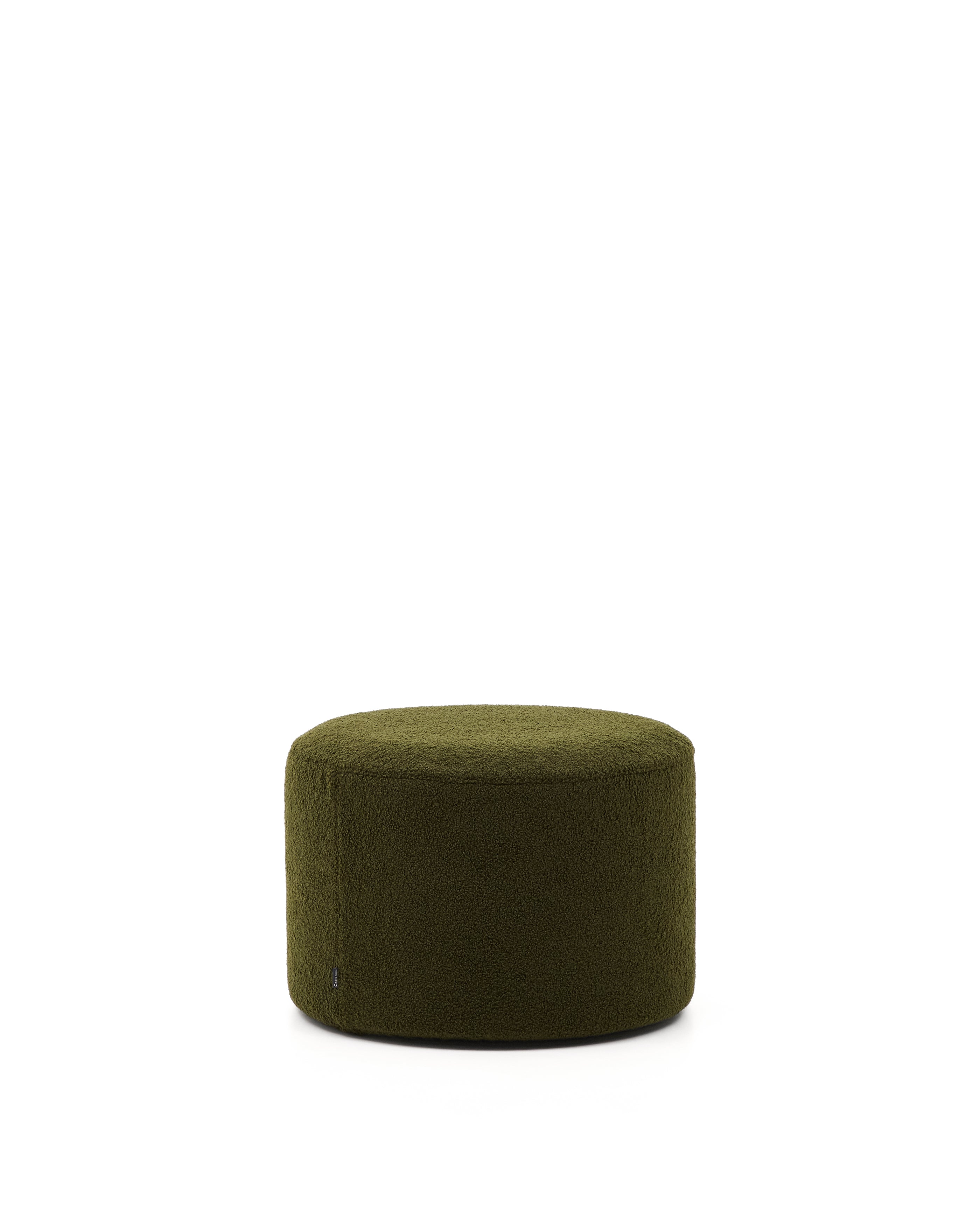 Kaeli footrest with removable cover in green bouclé Ø 60 cm - Product Image