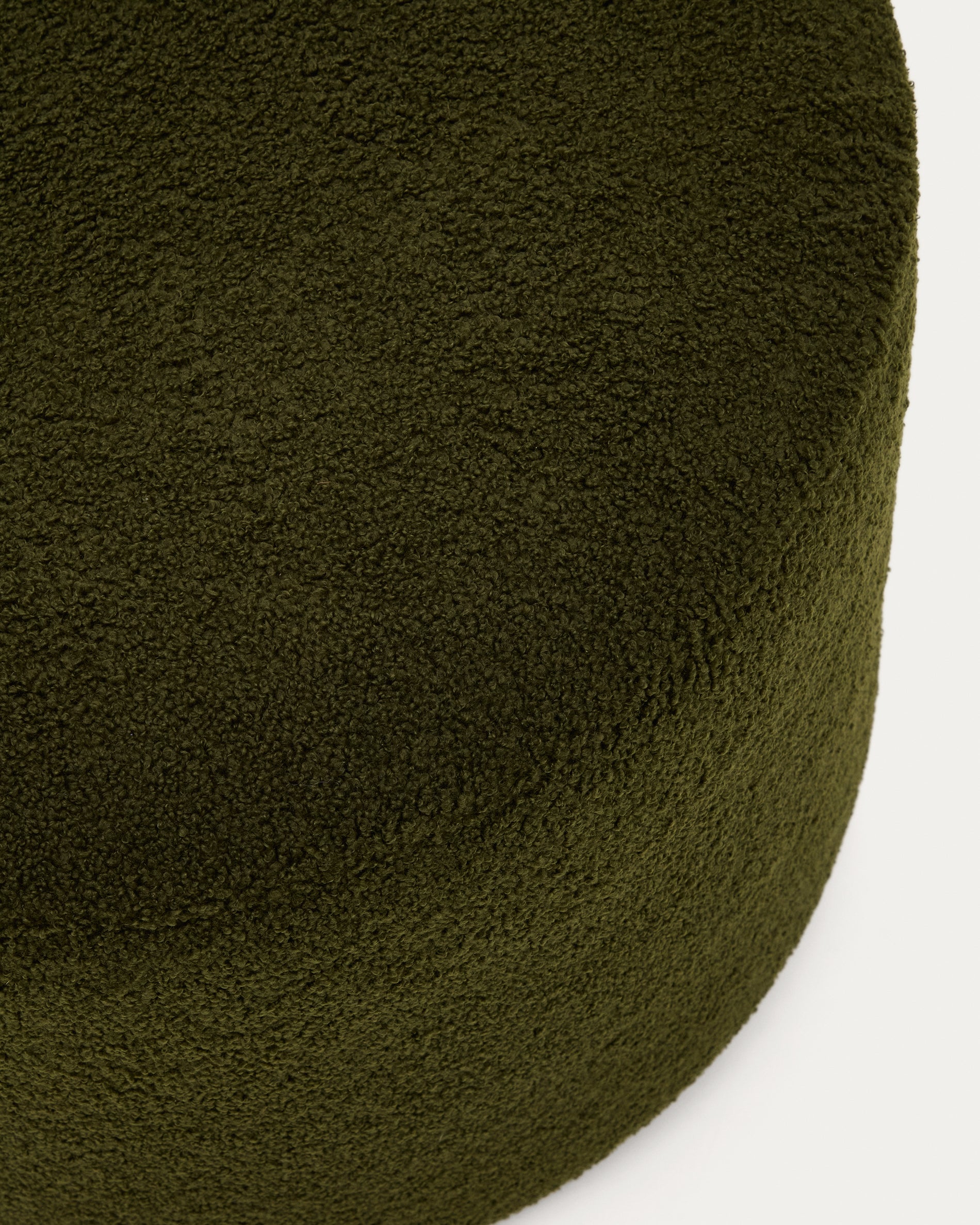 Kaeli footrest with removable cover in green bouclé Ø 60 cm - Detail