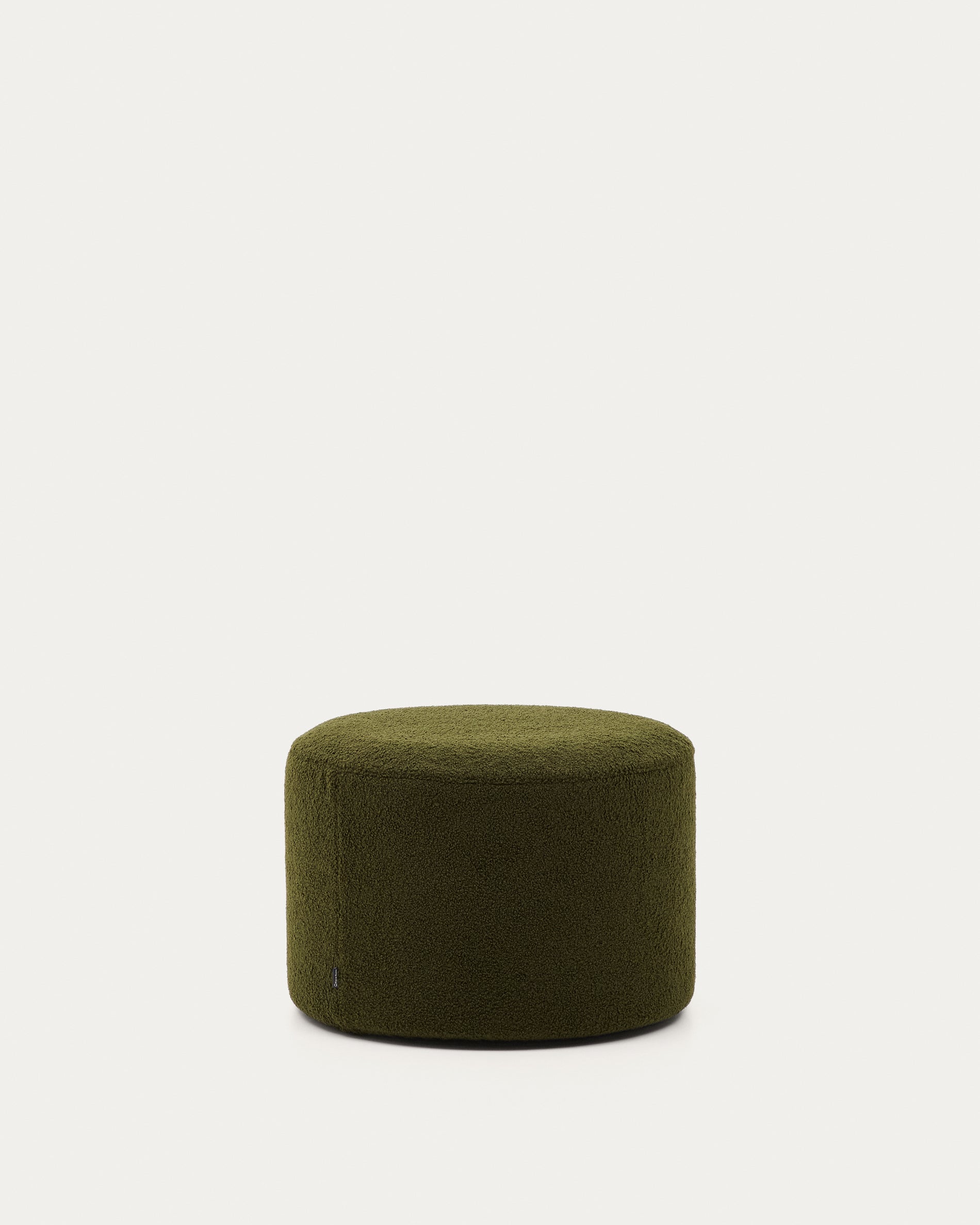 Kaeli footrest with removable cover in green bouclé Ø 60 cm - Product View