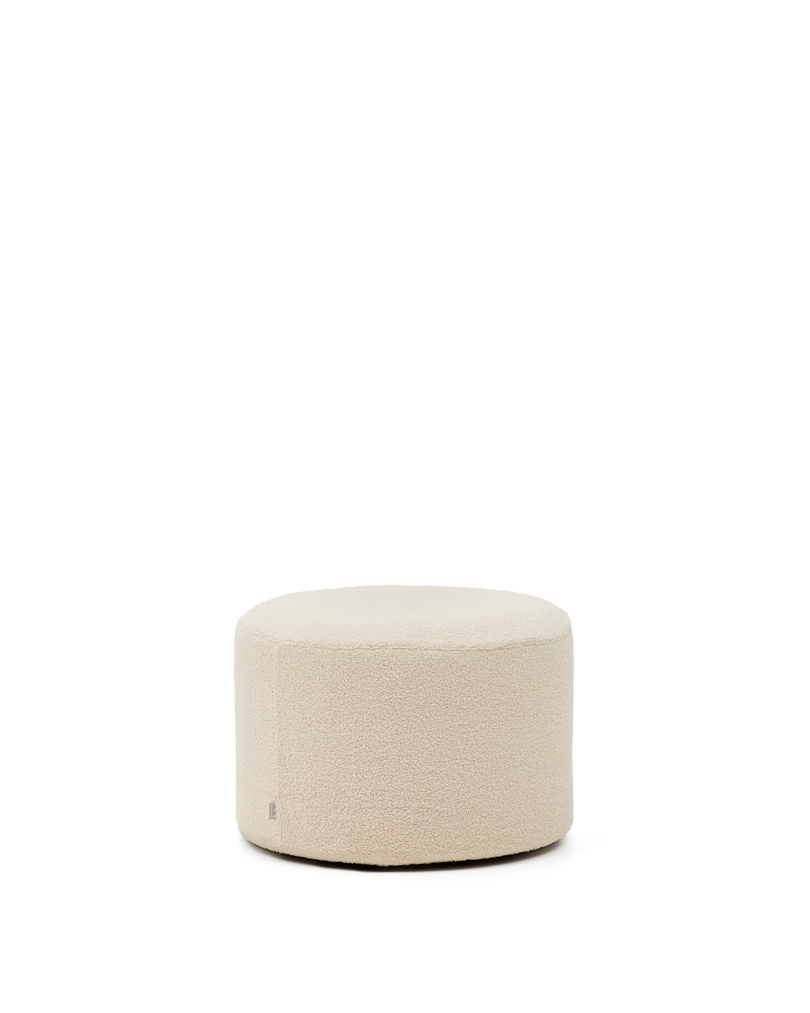 Kaeli footrest with removable cover in ecru bouclé Ø 60 cm - Product Image