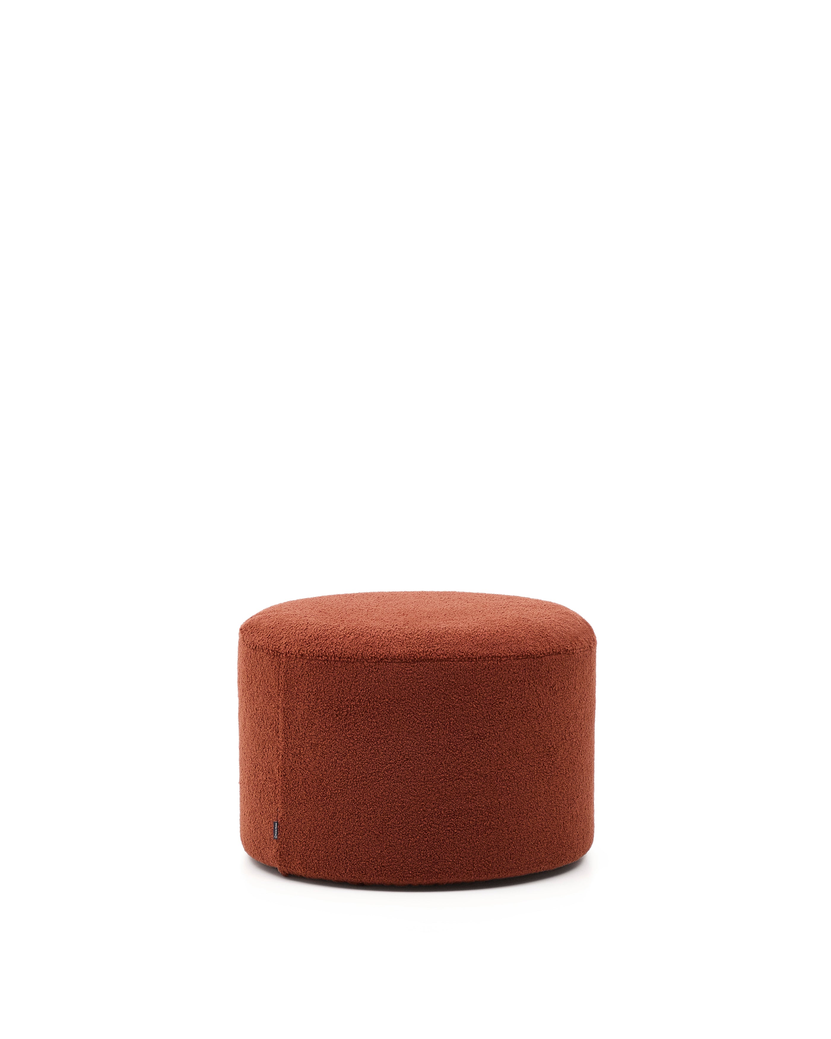 Kaeli footrest with removable cover in terracotta bouclé Ø 60 cm - Product Image