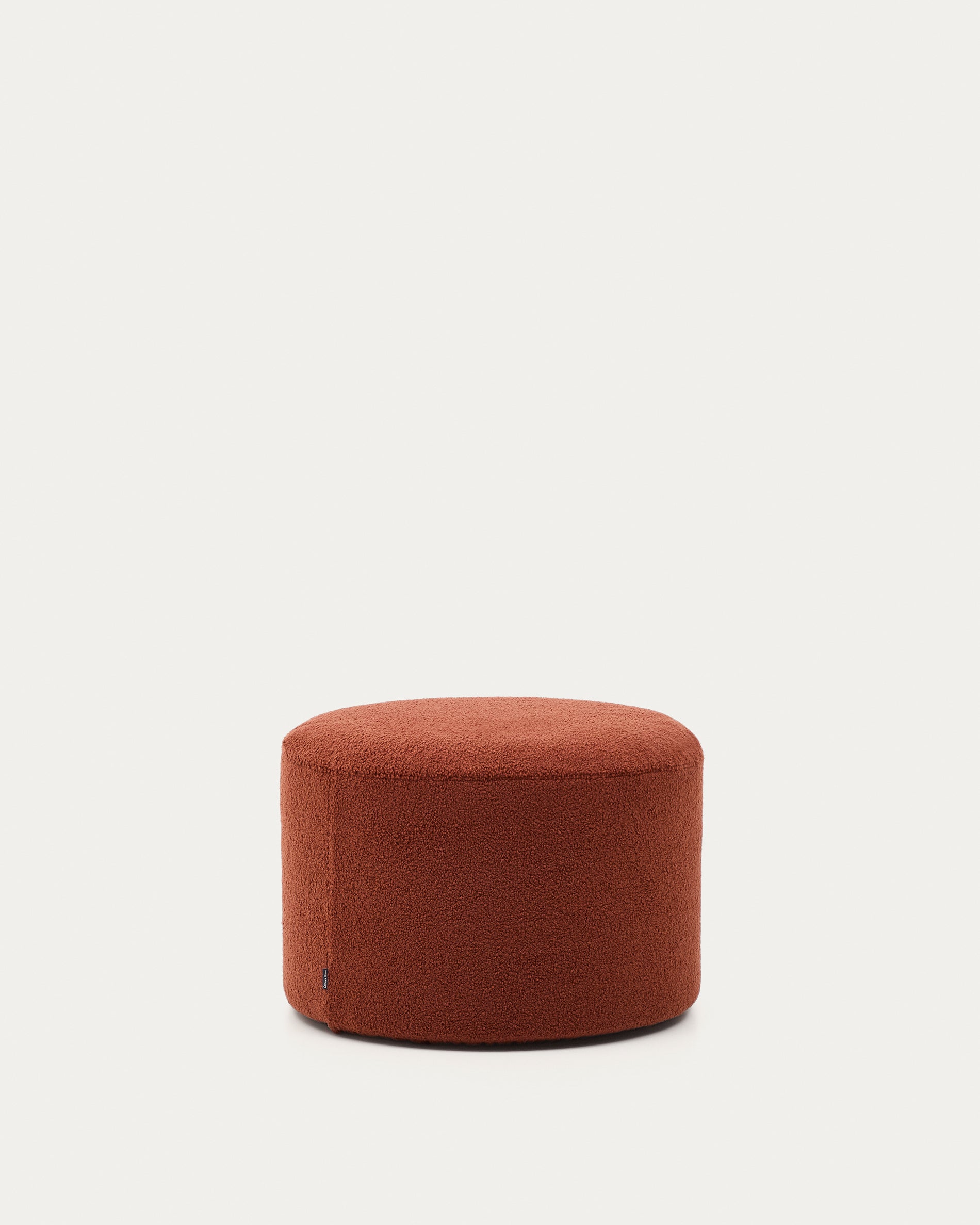 Kaeli footrest with removable cover in terracotta bouclé Ø 60 cm - Product View