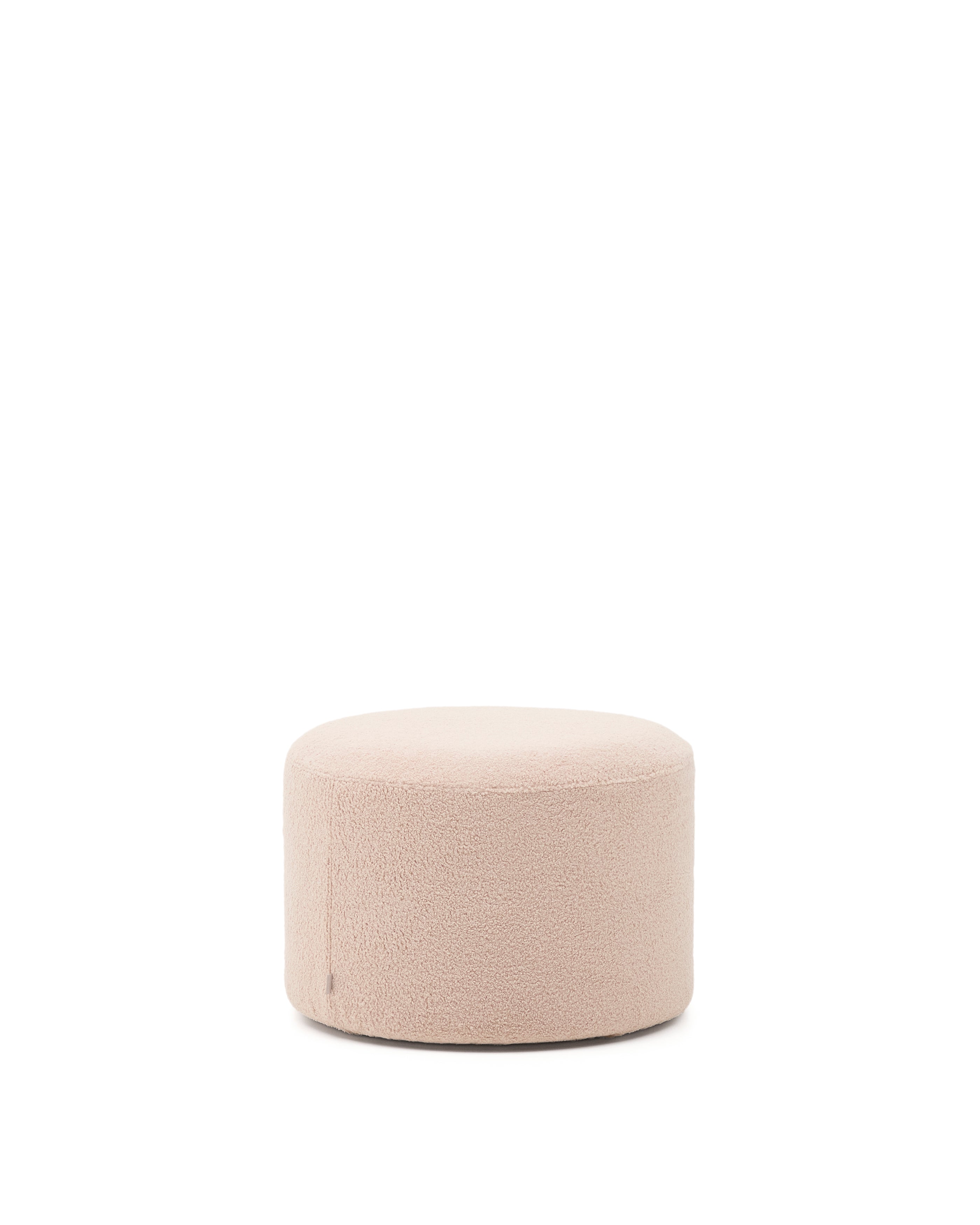 Kaeli footrest with removable cover in pink bouclé Ø 60 cm - Product Image