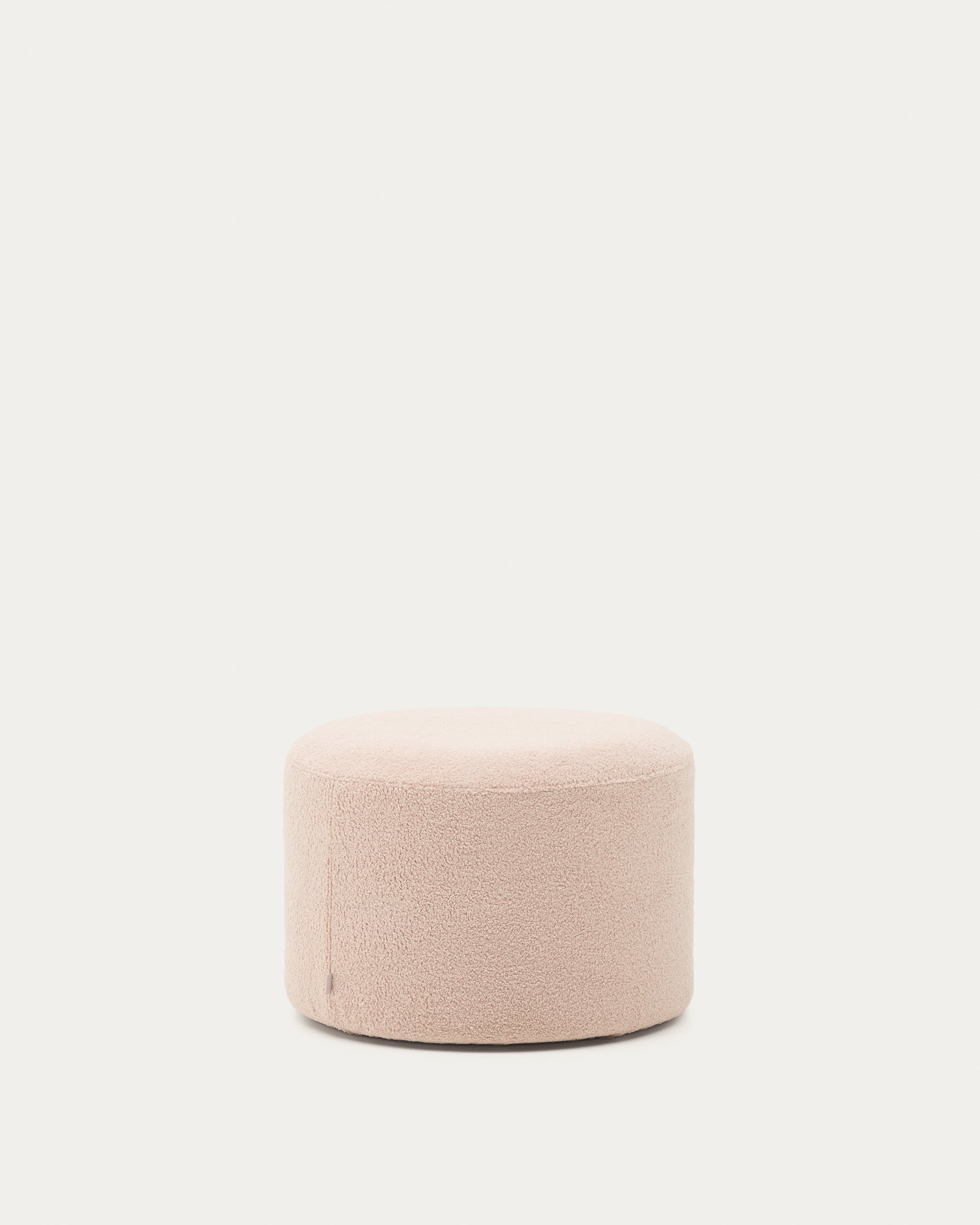 Kaeli footrest with removable cover in pink bouclé Ø 60 cm - Product View