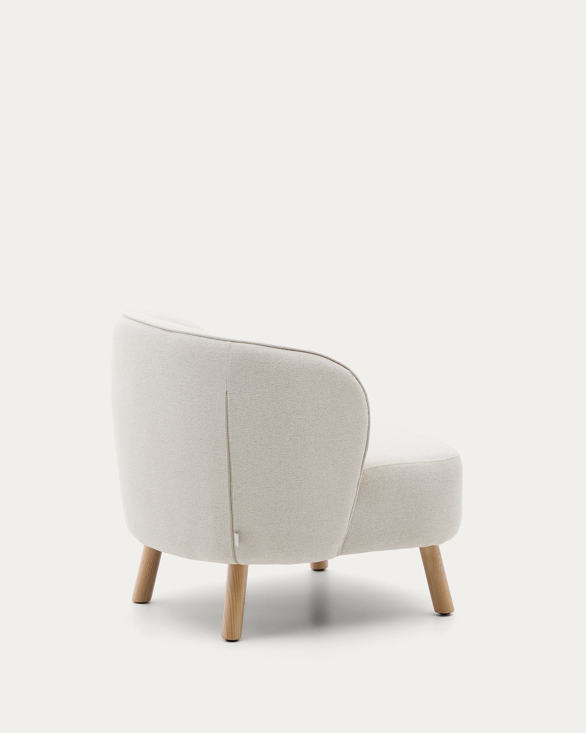 Ulit armchair in beige chenille with solid beech wood legs in a natural finish - Product View