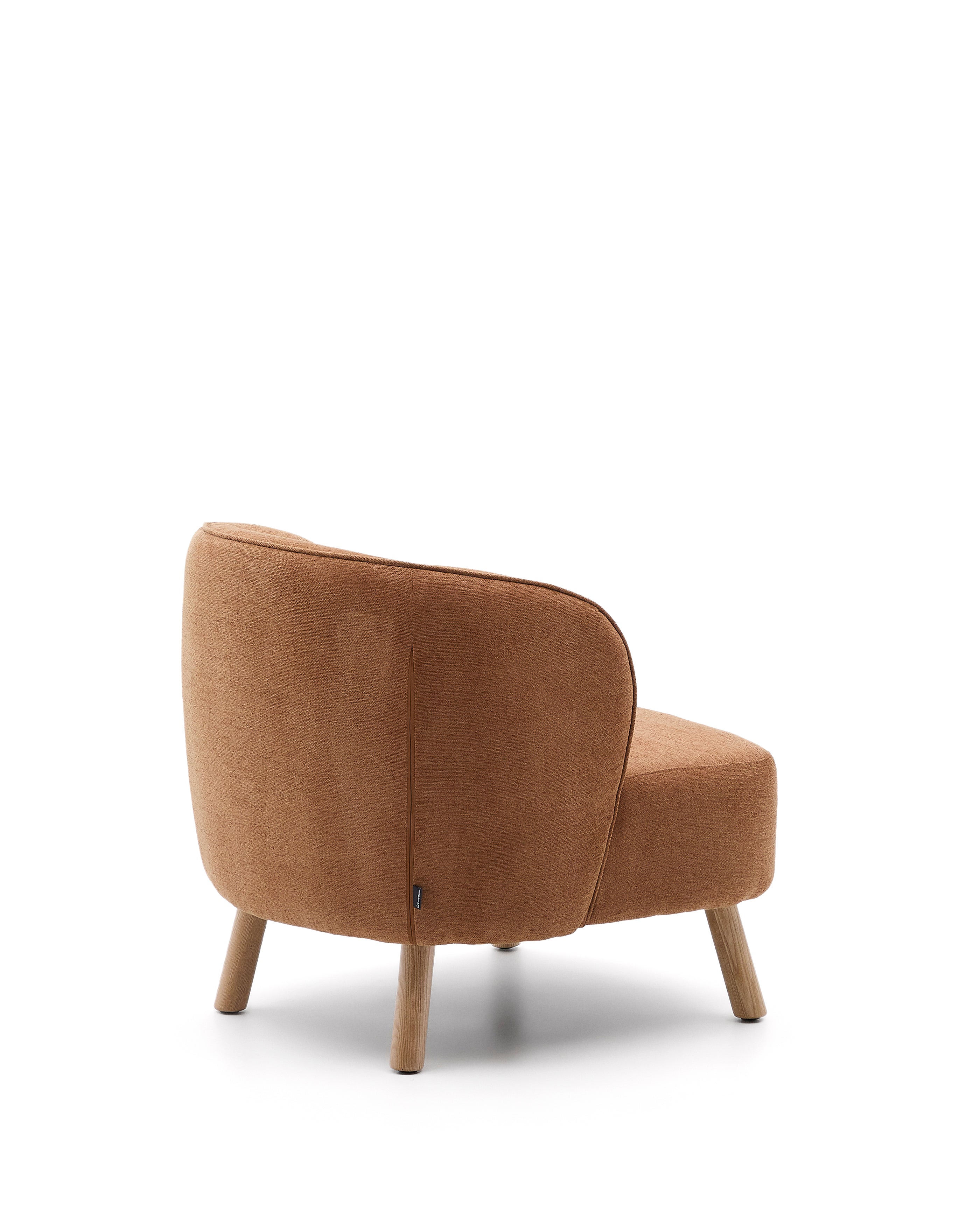 Ulit armchair in terracotta chenille with solid beech wood legs in a natural finish - Product Image