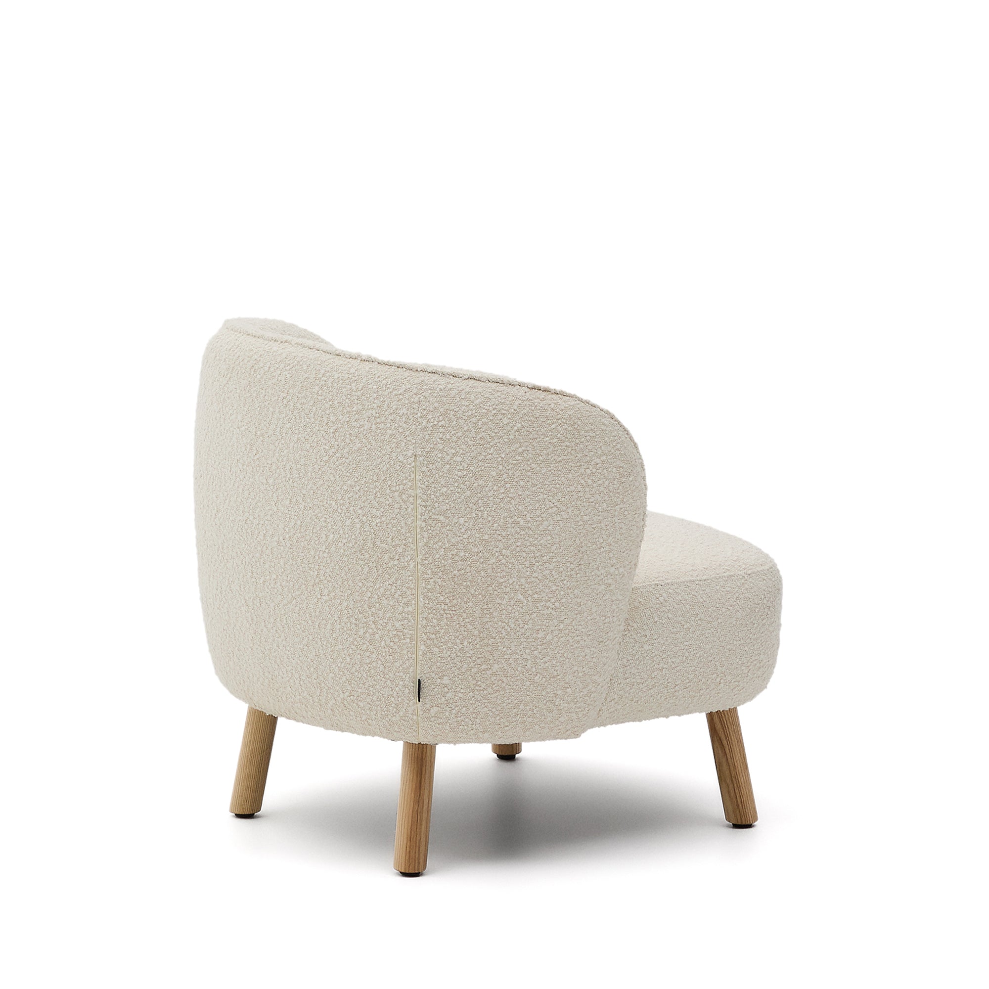 Ulit armchair in white bouclé with solid beech wood legs in a natural finish - Product Image