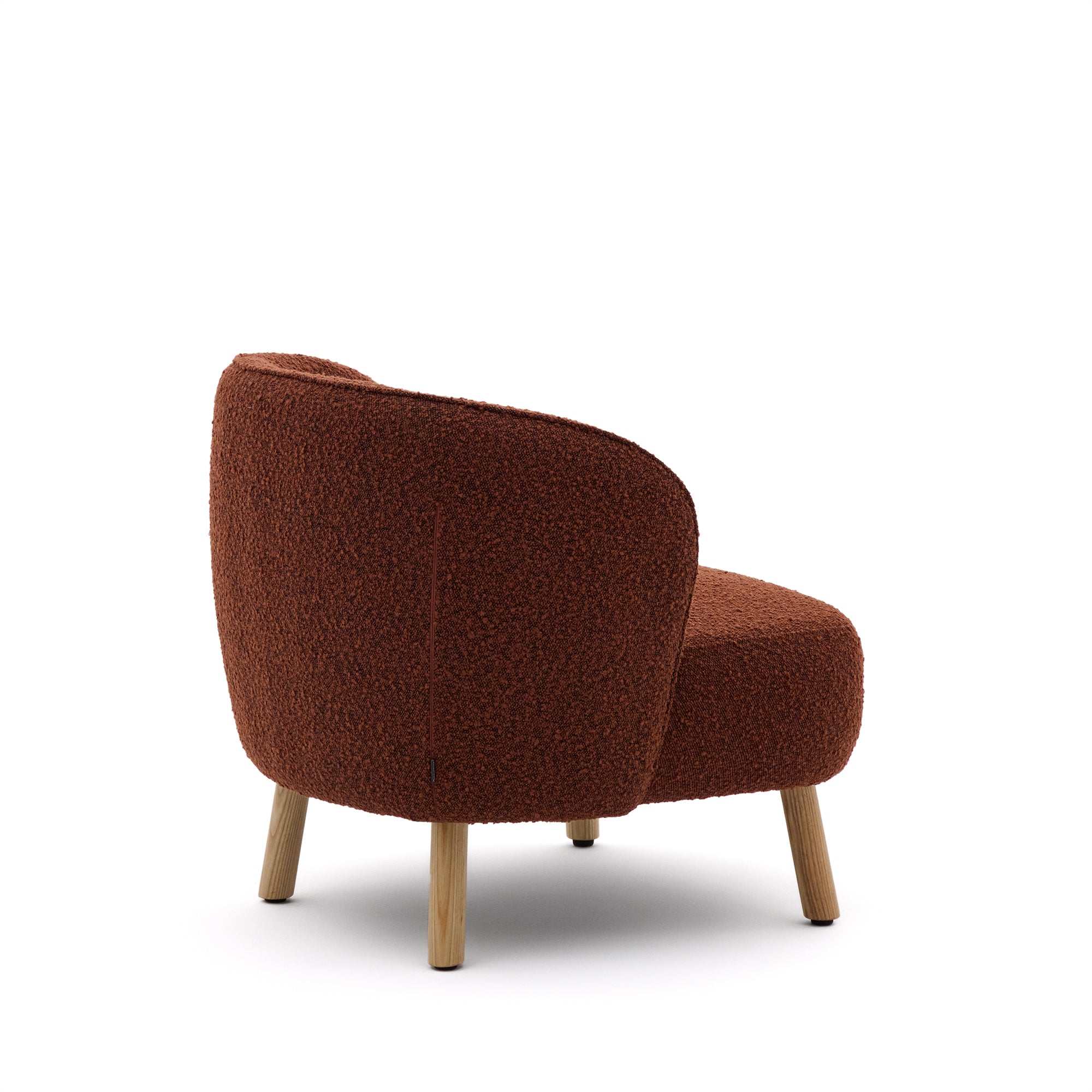 Ulit armchair in terracotta bouclé with solid beech wood legs in a natural finish - Product Image