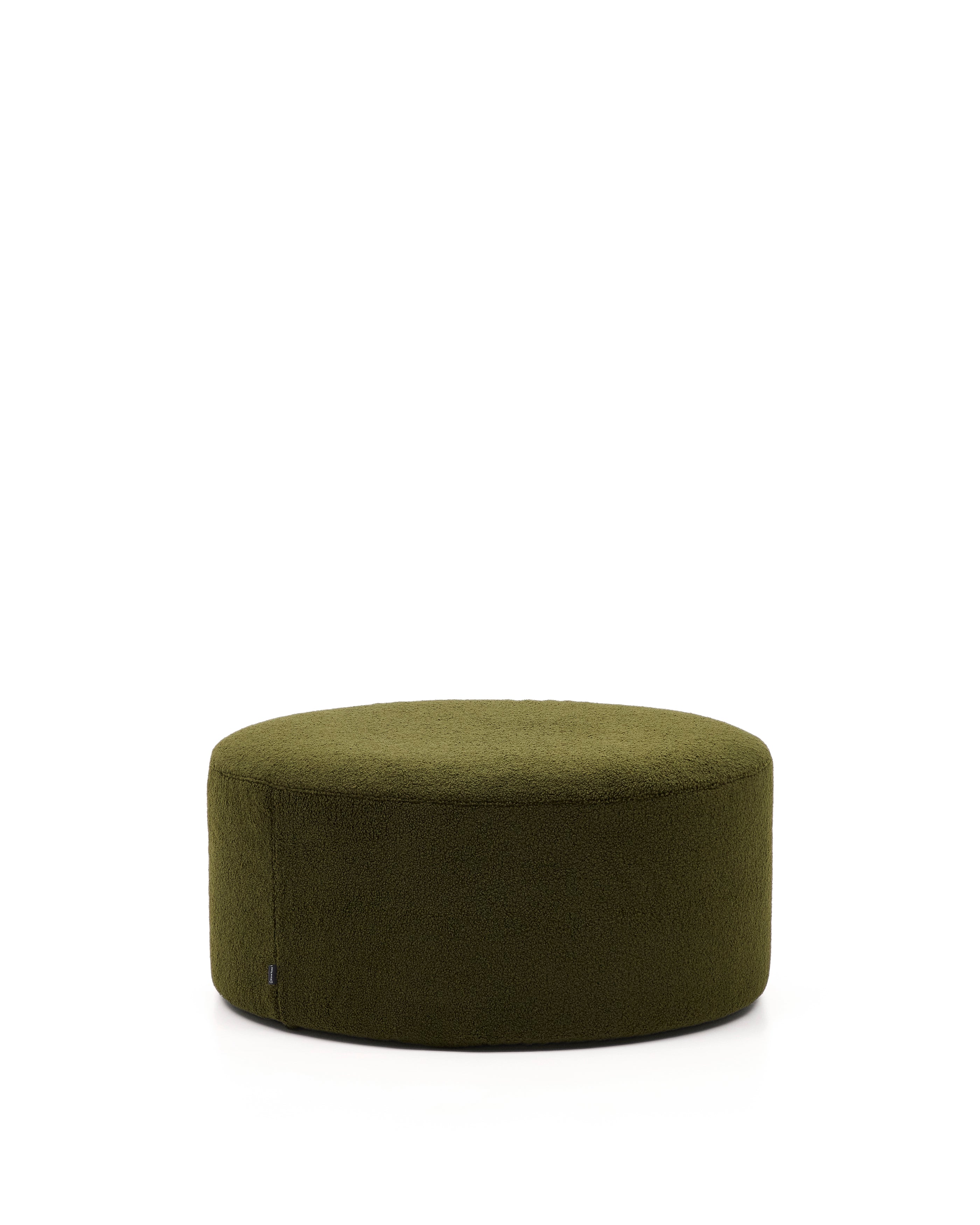 Kaeli footrest with removable cover in green bouclé Ø 90 cm - Product Image