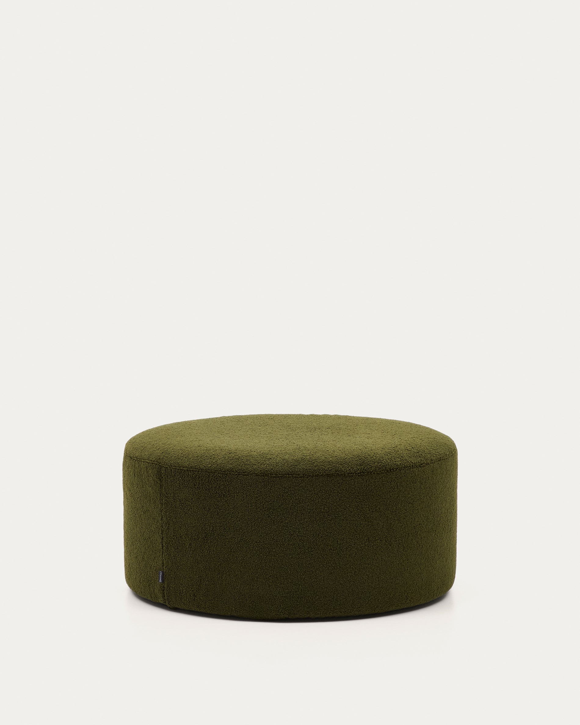 Kaeli footrest with removable cover in green bouclé Ø 90 cm - Product View