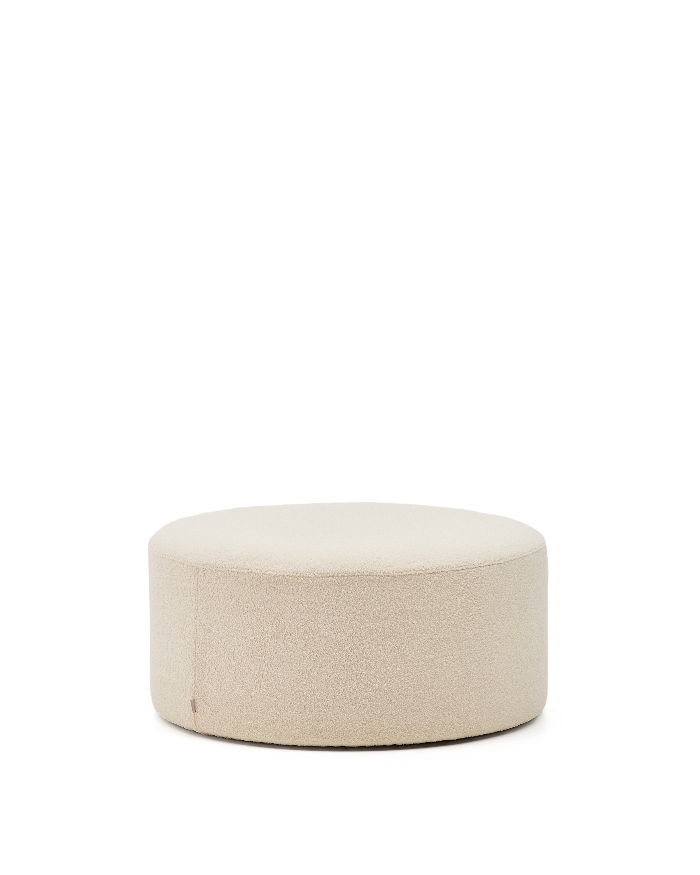 Kaeli footrest with removable cover in ecru bouclé Ø 90 cm - Product Image