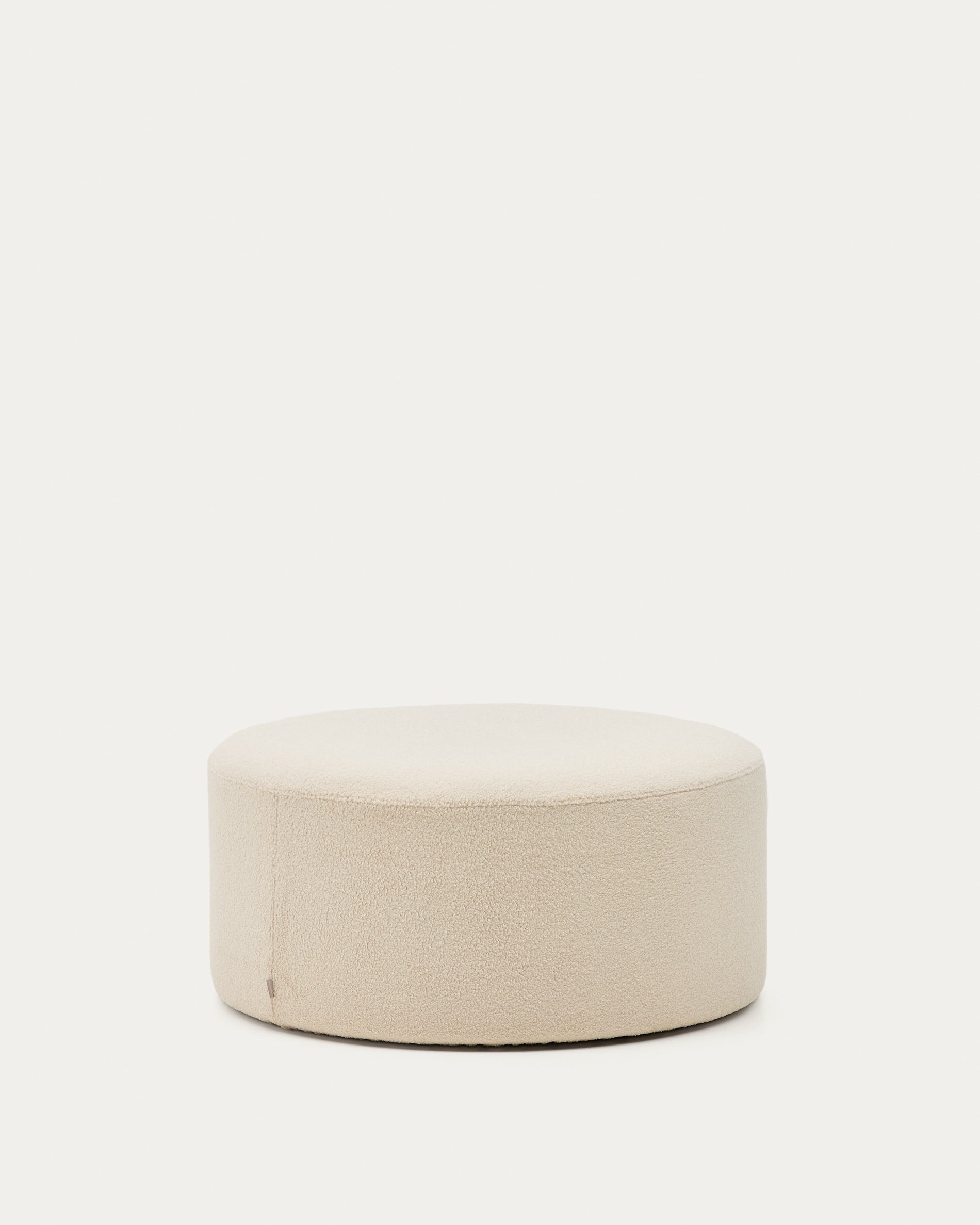Kaeli footrest with removable cover in ecru bouclé Ø 90 cm - Product View