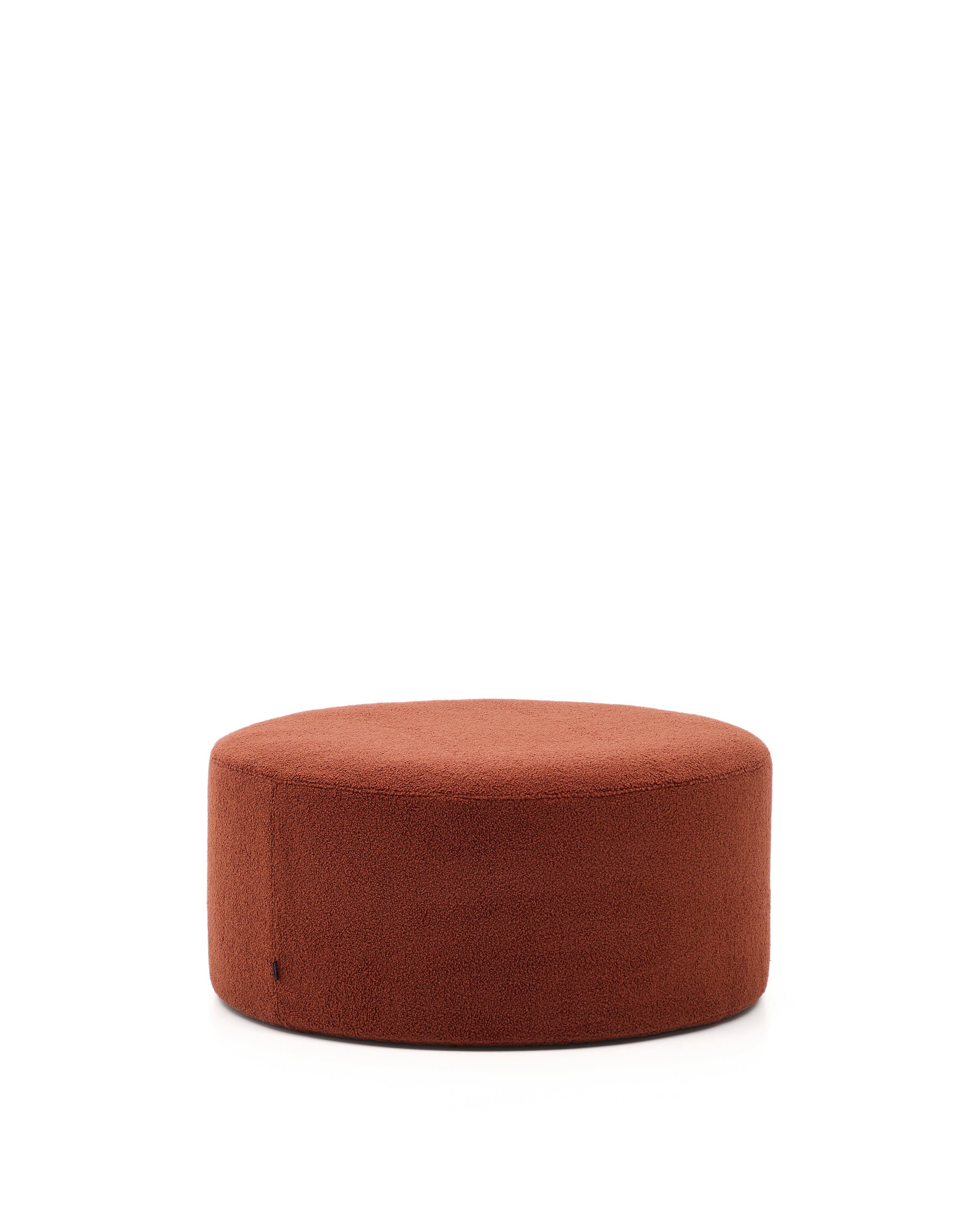 Kaeli footrest with removable cover in terracotta bouclé Ø 90 cm - Product Image