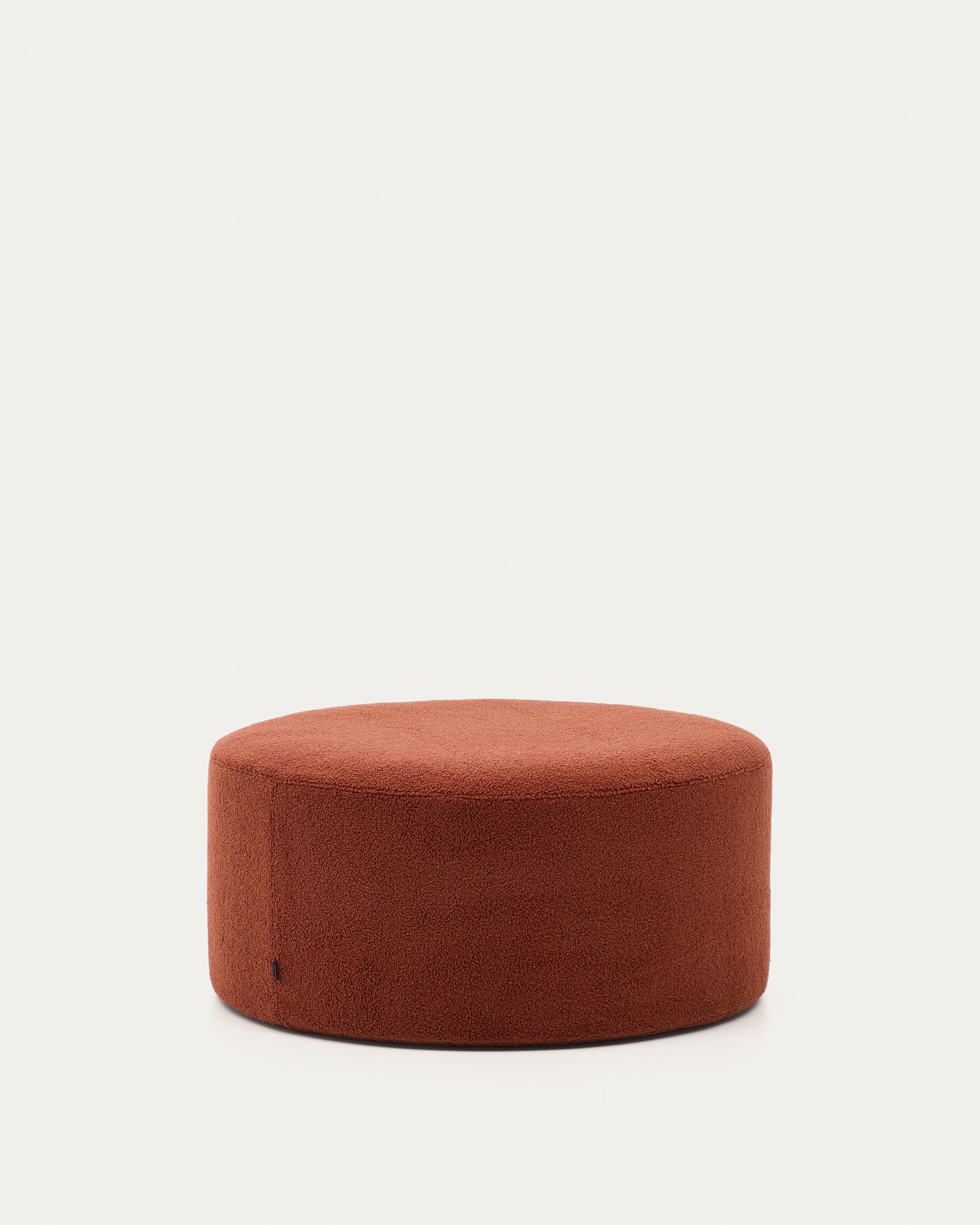 Kaeli footrest with removable cover in terracotta bouclé Ø 90 cm - Product View