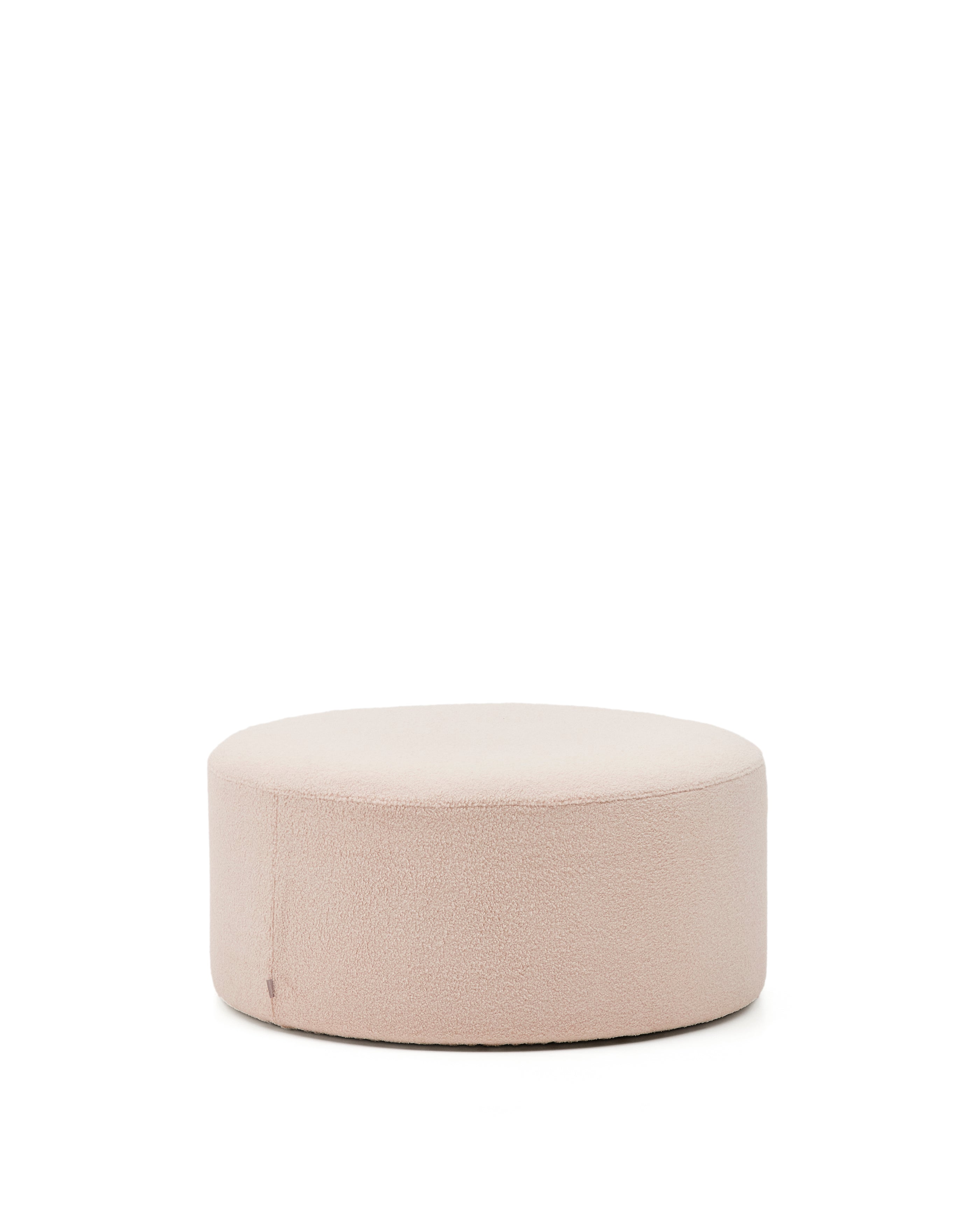 Kaeli footrest with removable cover in pink bouclé Ø 90 cm - Product Image