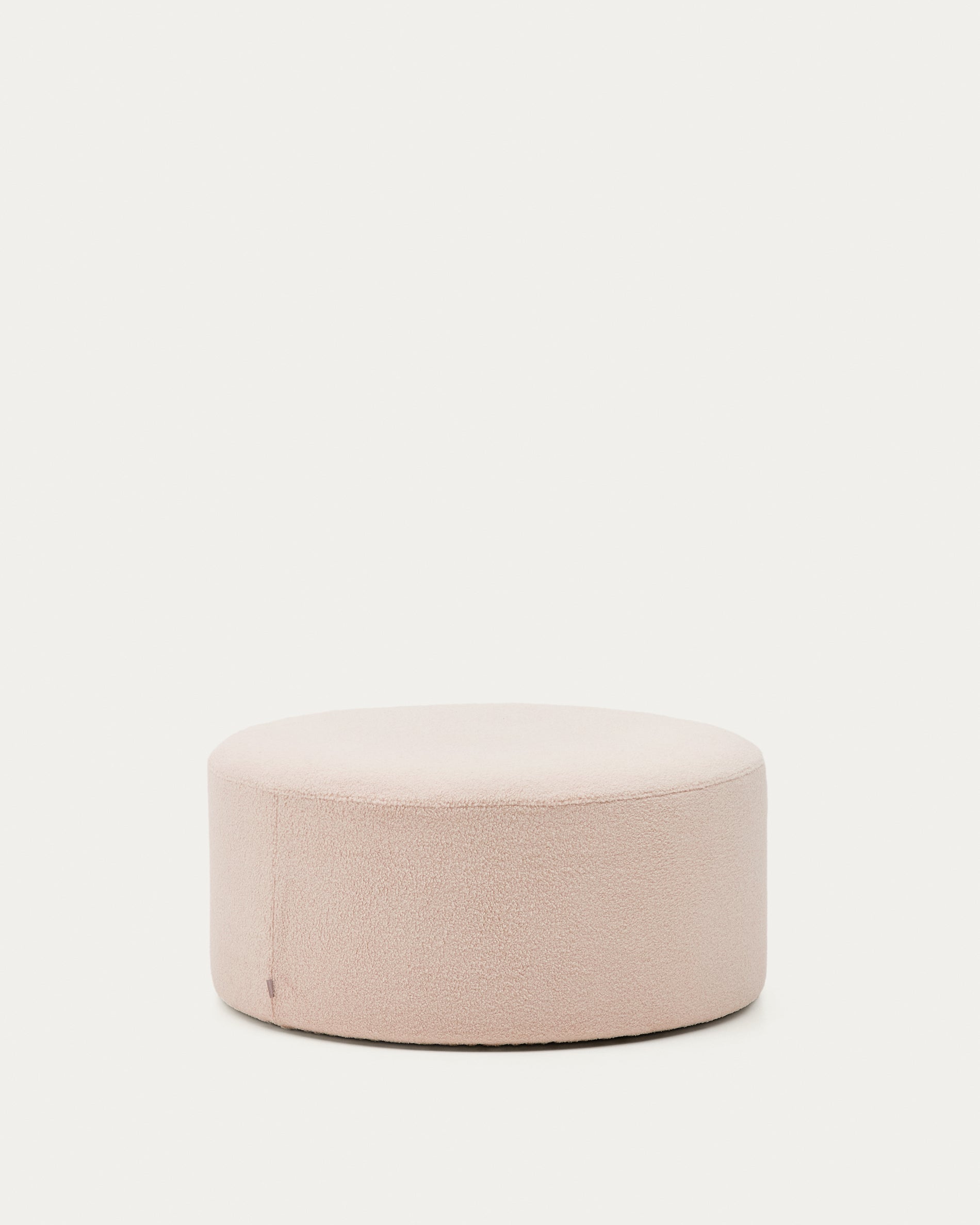 Kaeli footrest with removable cover in pink bouclé Ø 90 cm - Product View