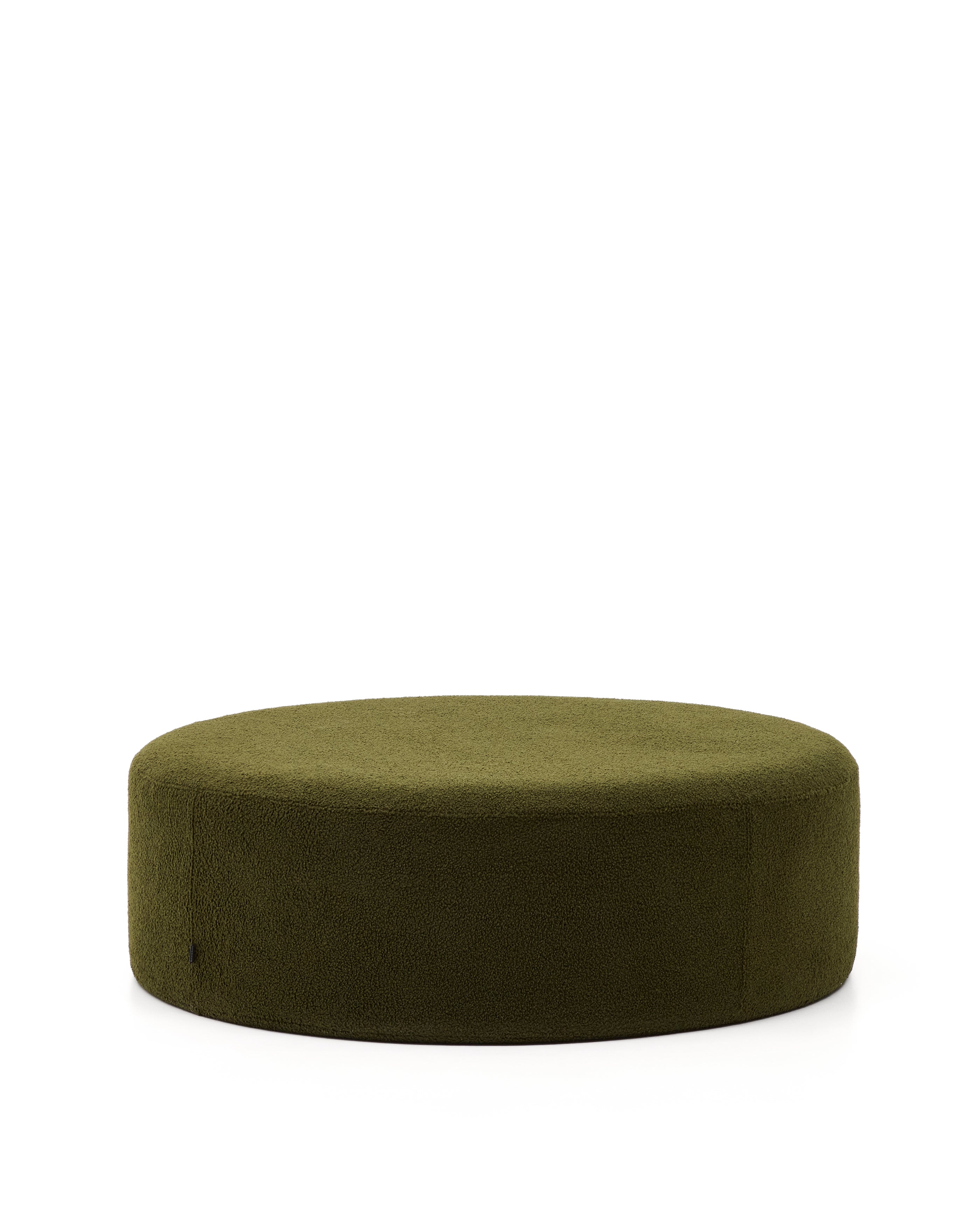Kaeli footrest with removable cover in green bouclé Ø 120 cm - Product Image