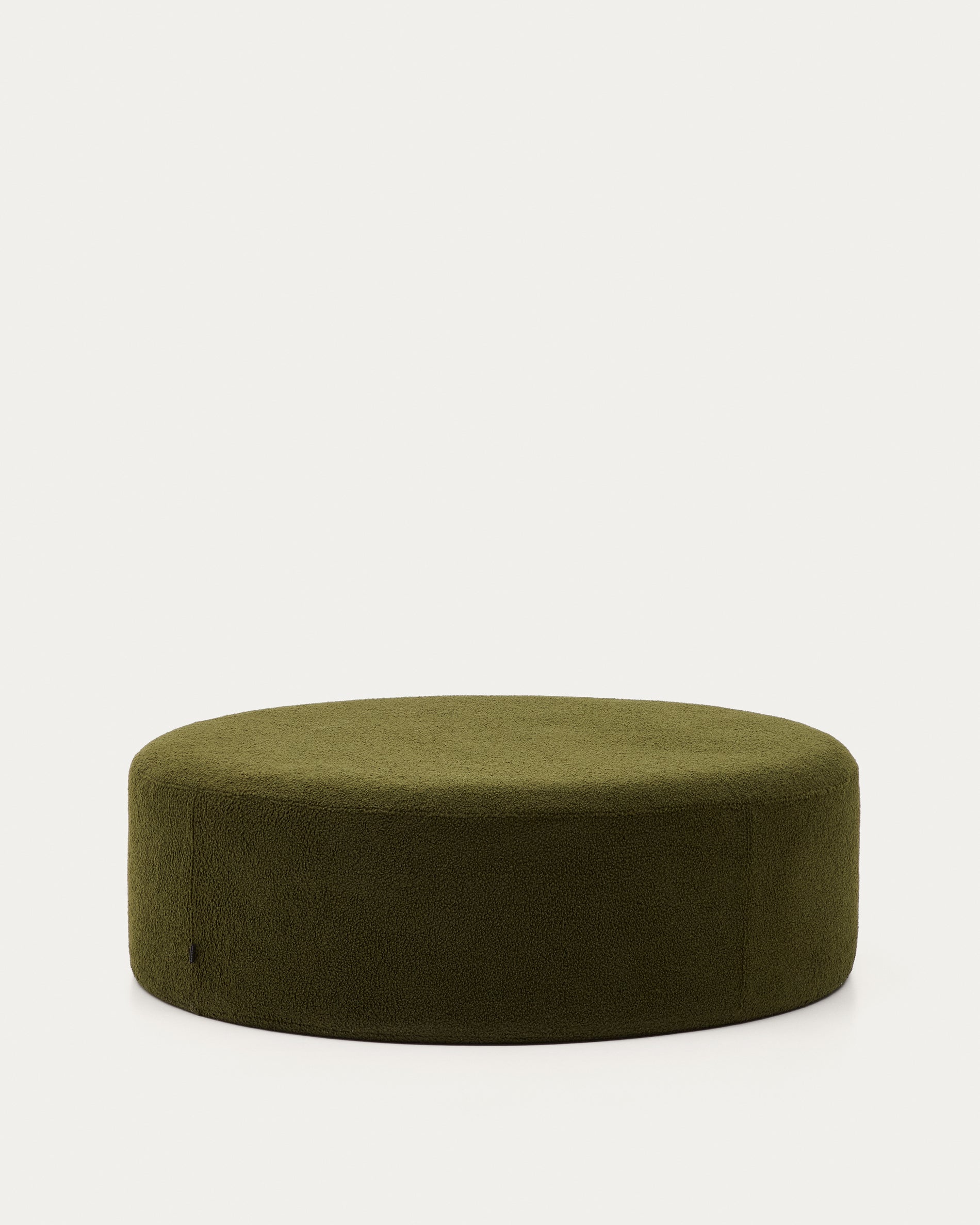 Kaeli footrest with removable cover in green bouclé Ø 120 cm - Product View