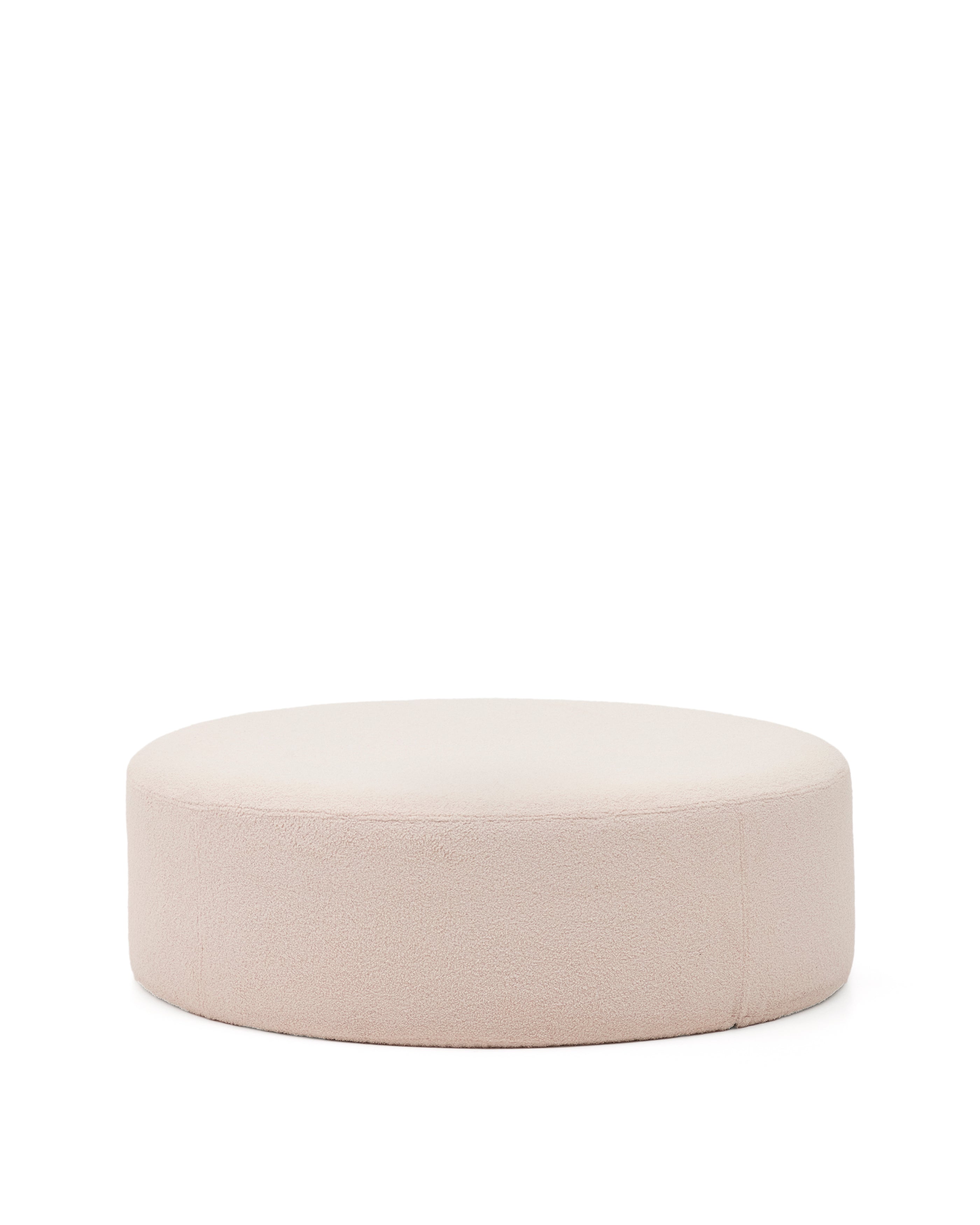 Kaeli footrest with removable cover in pink bouclé Ø 120 cm - Product Image