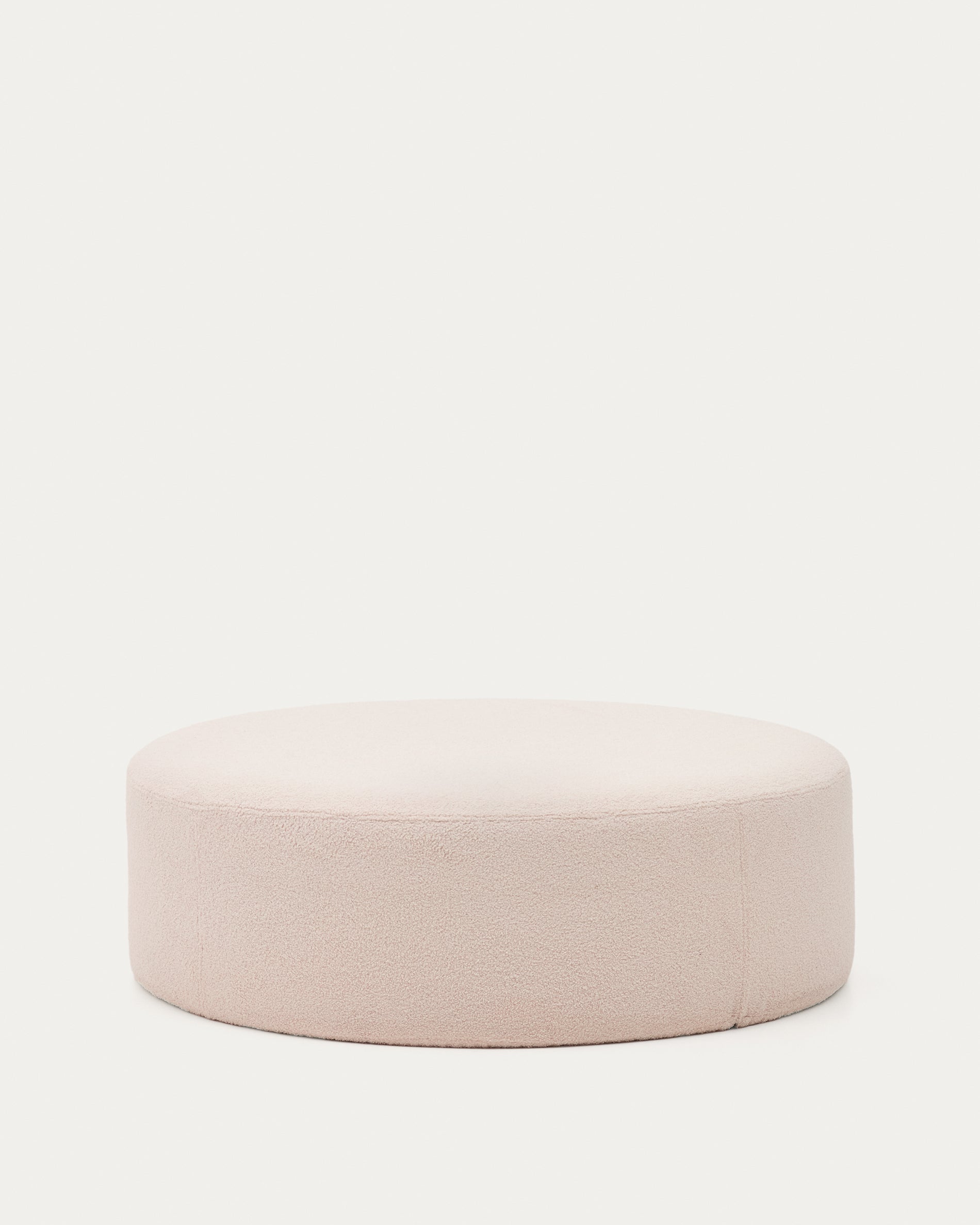 Kaeli footrest with removable cover in pink bouclé Ø 120 cm - Product View