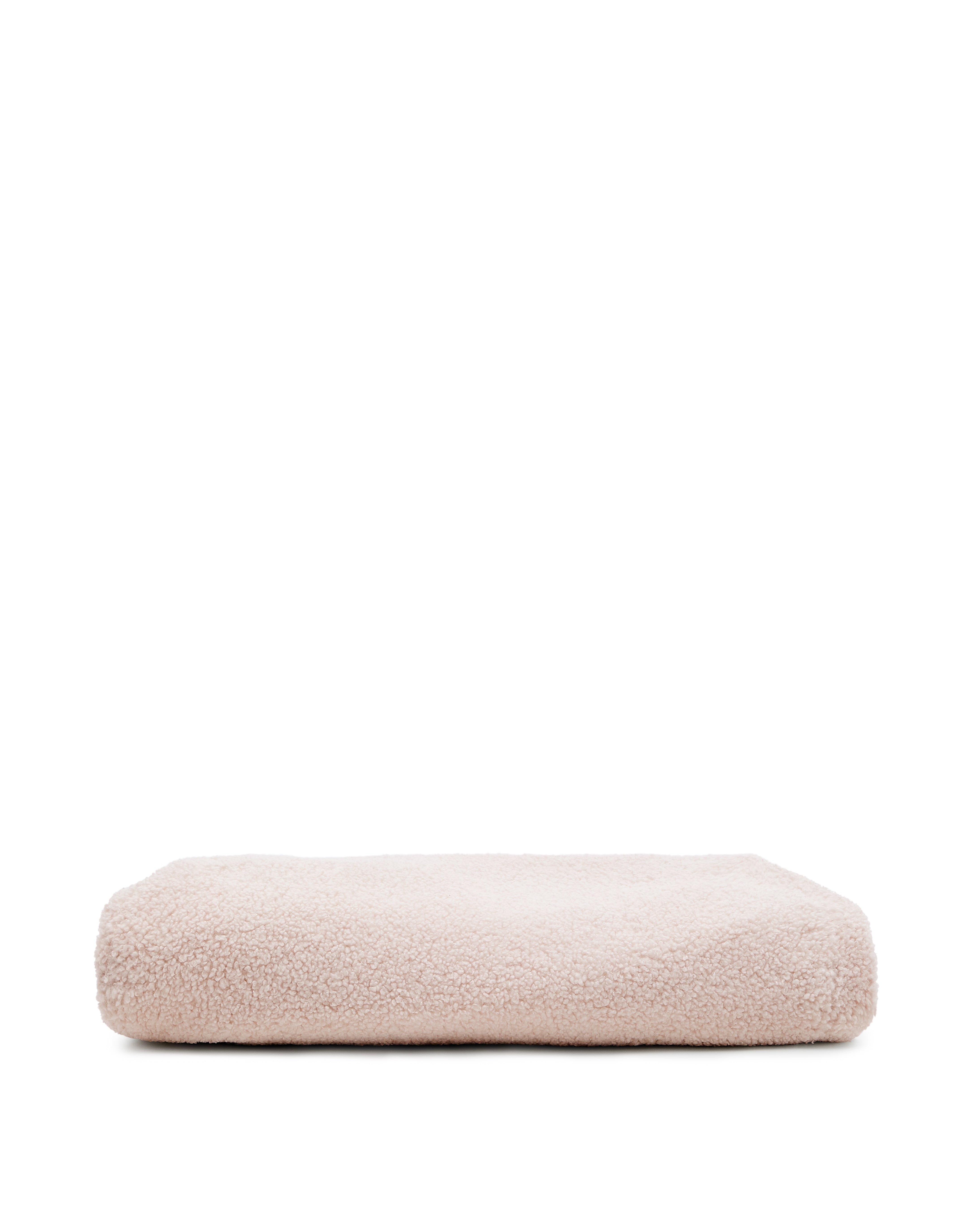 Kaeli footrest cover in pink bouclé Ø 43 cm - Product Image