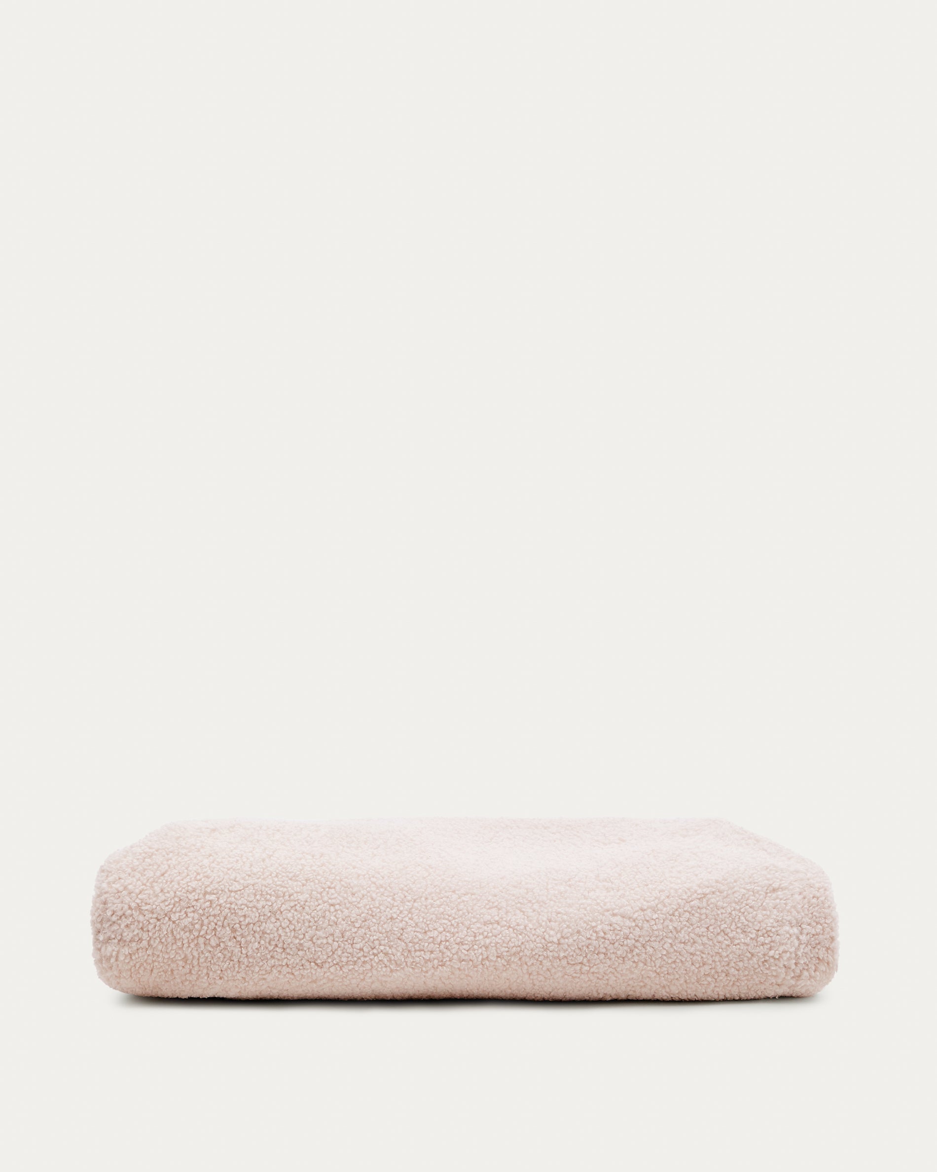 Kaeli footrest cover in pink bouclé Ø 43 cm - Product View