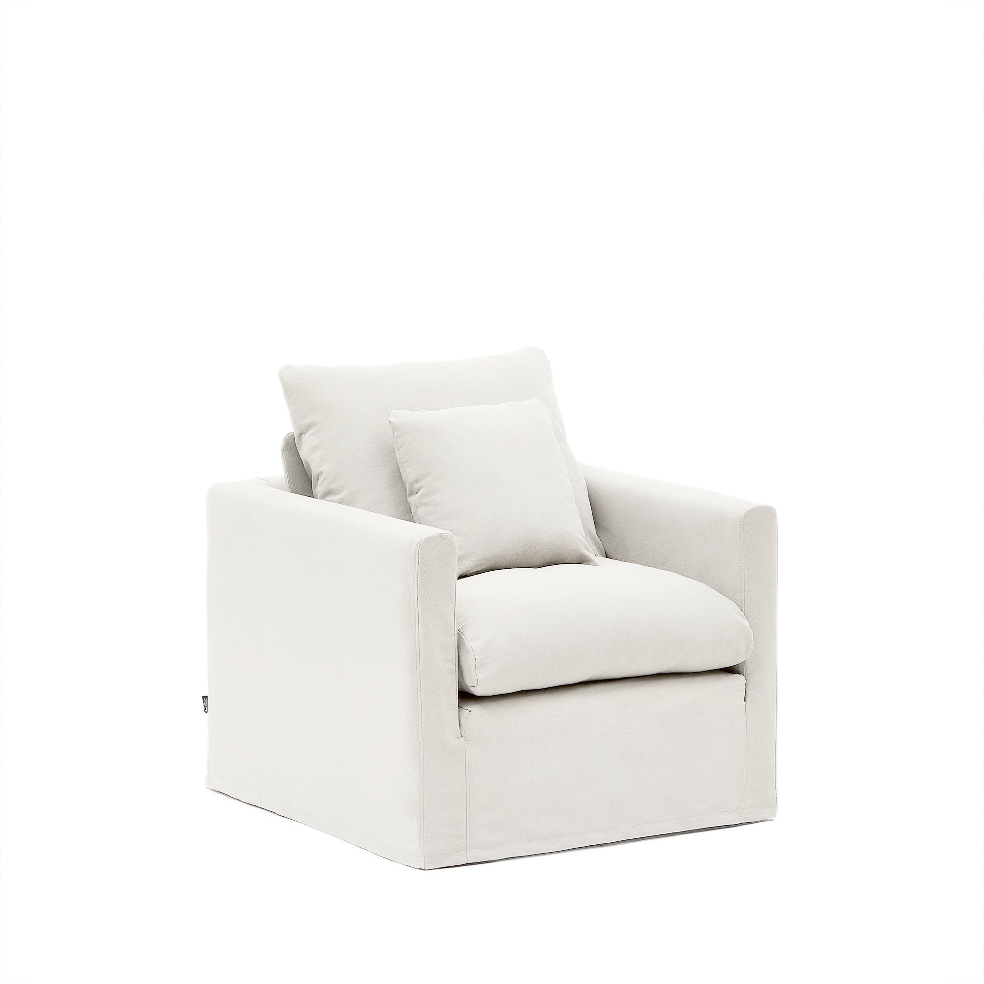 Kave Home Nora armchair with removable cover and ecru linen and cotton cushion 92 cm