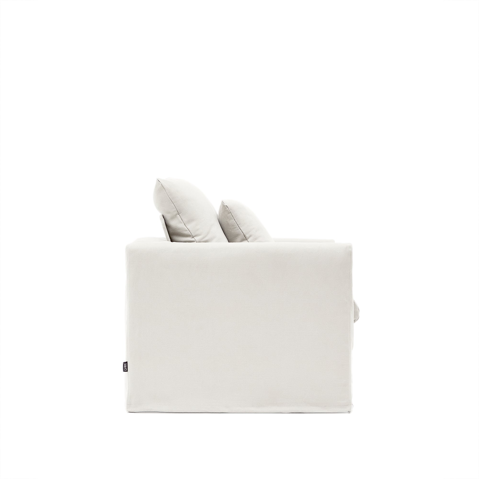 Nora armchair with removable cover and ecru canvas and cotton cushion 92 cm