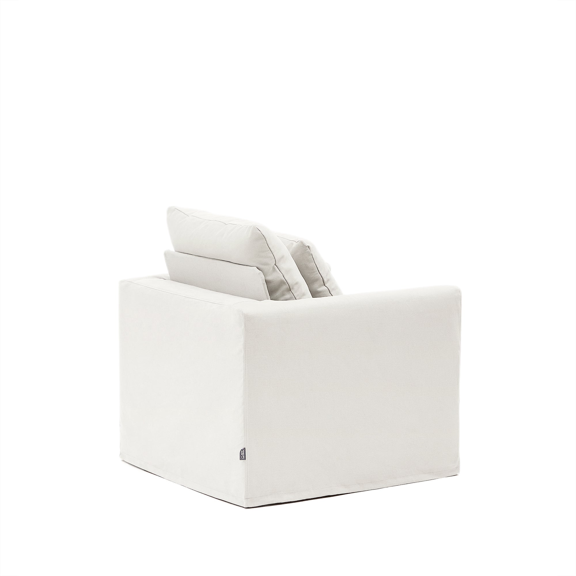 Nora armchair with removable cover and ecru canvas and cotton cushion 92 cm