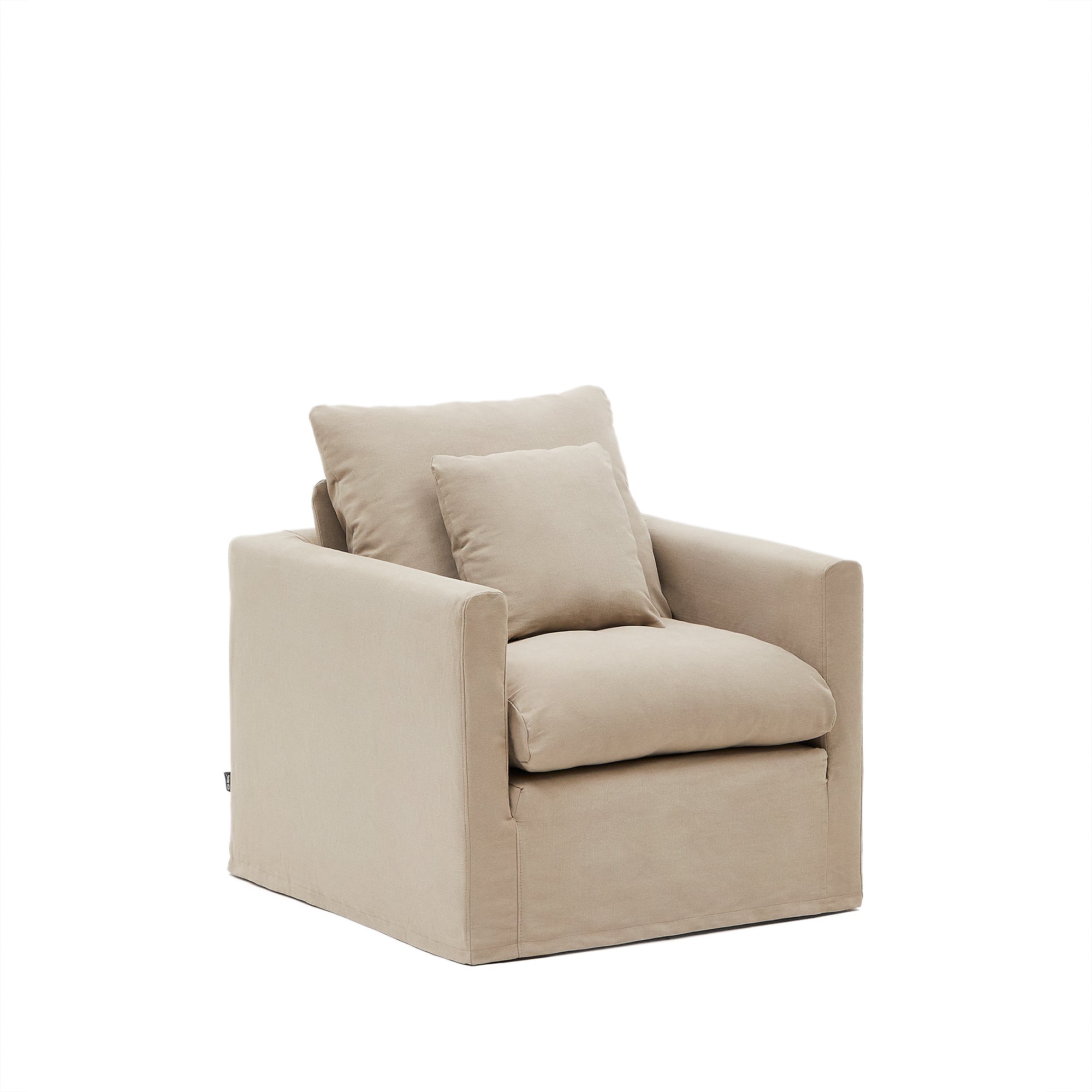 Nora fotel levehető huzattal és okker vászon és pamut párnával 92 cm