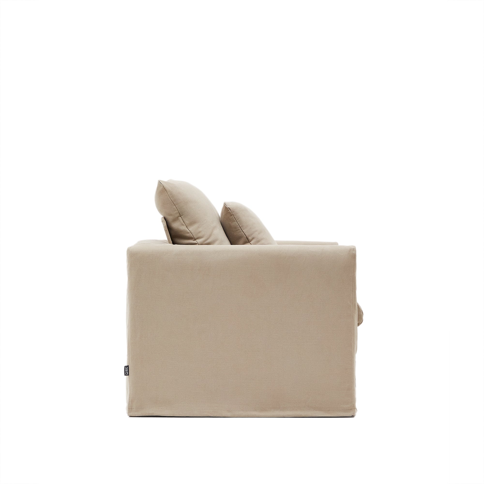 Nora armchair with removable cover and ocher canvas and cotton cushion 92 cm