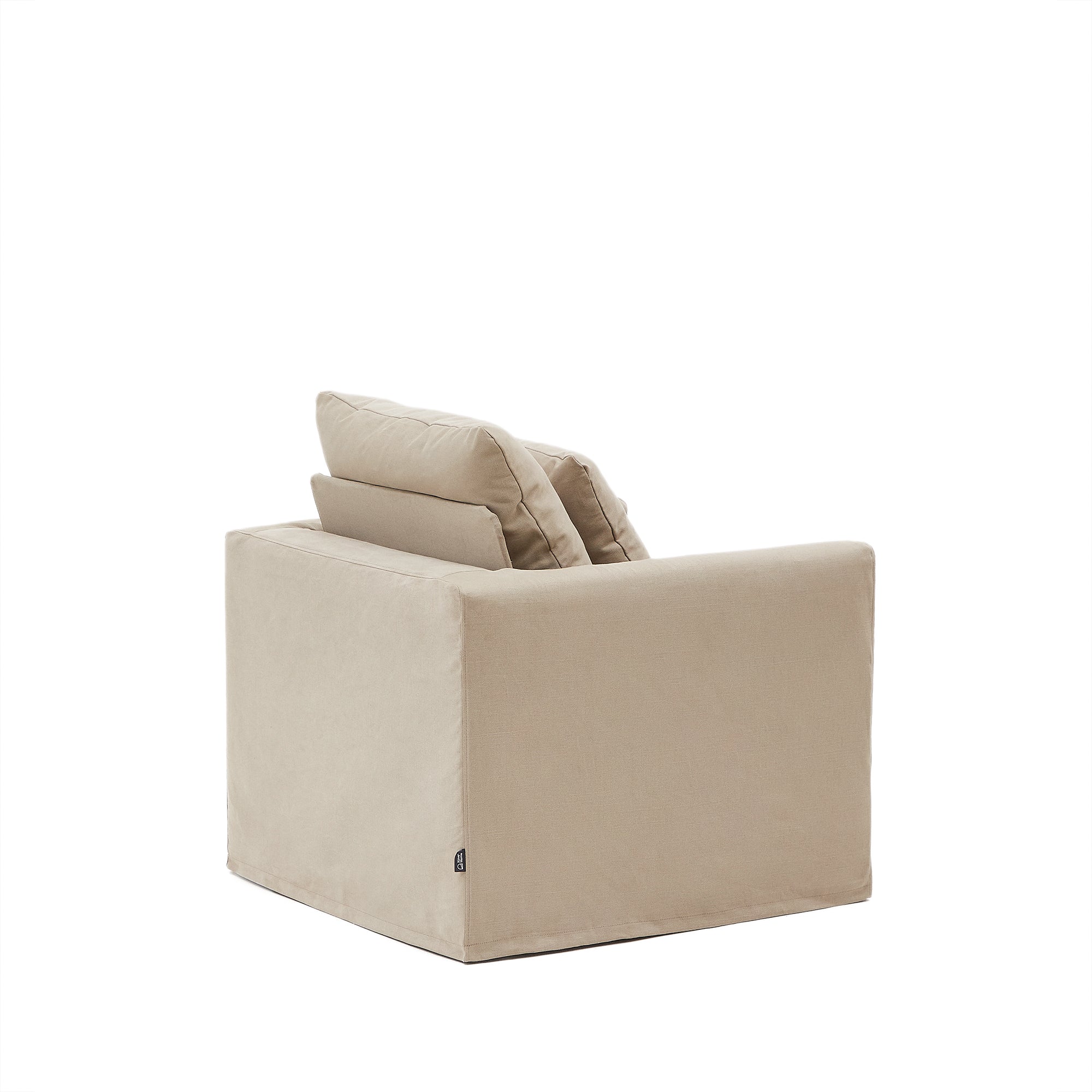 Nora armchair with removable cover and ocher canvas and cotton cushion 92 cm