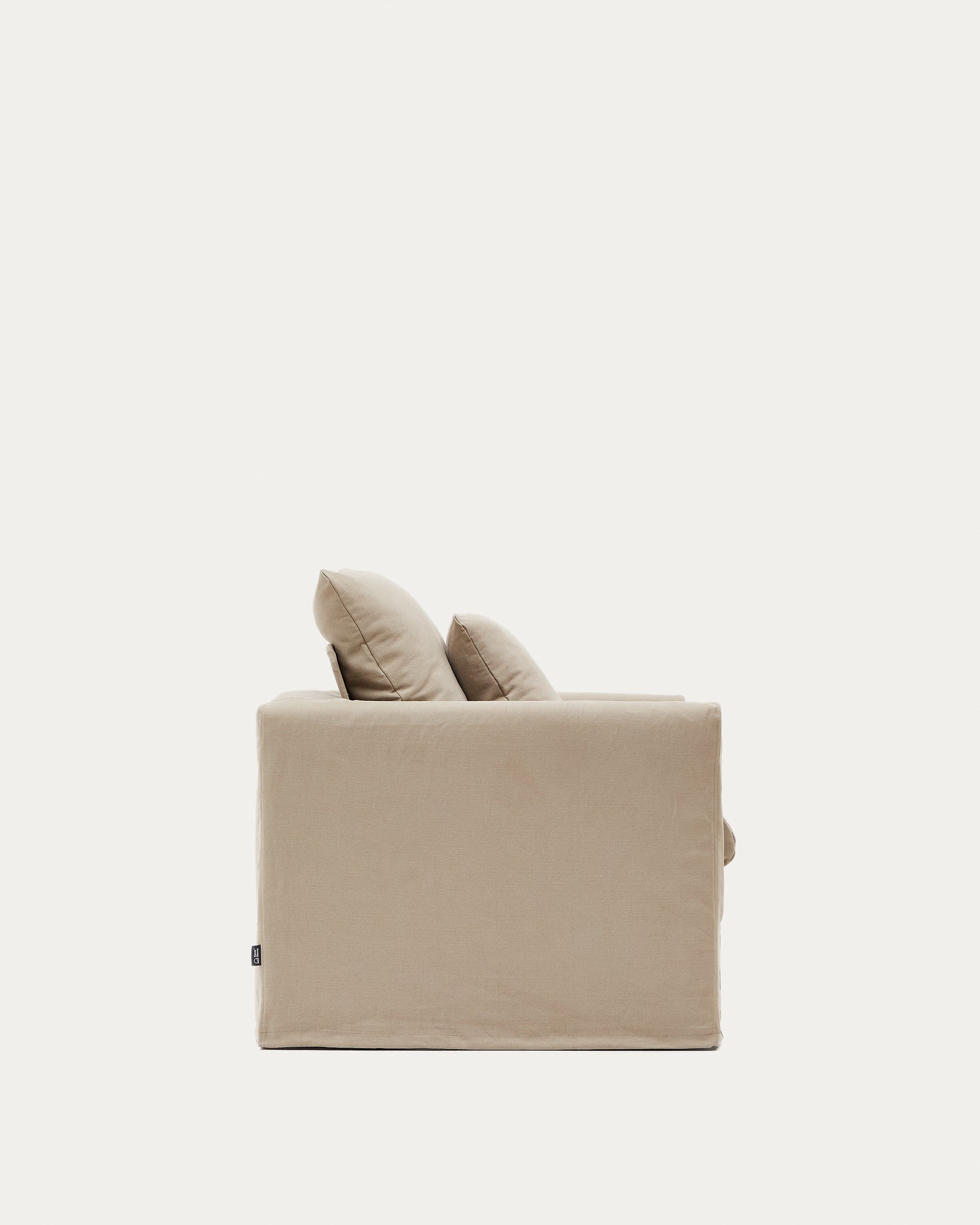 Nora armchair with removable cover and ocher canvas and cotton cushion 92 cm