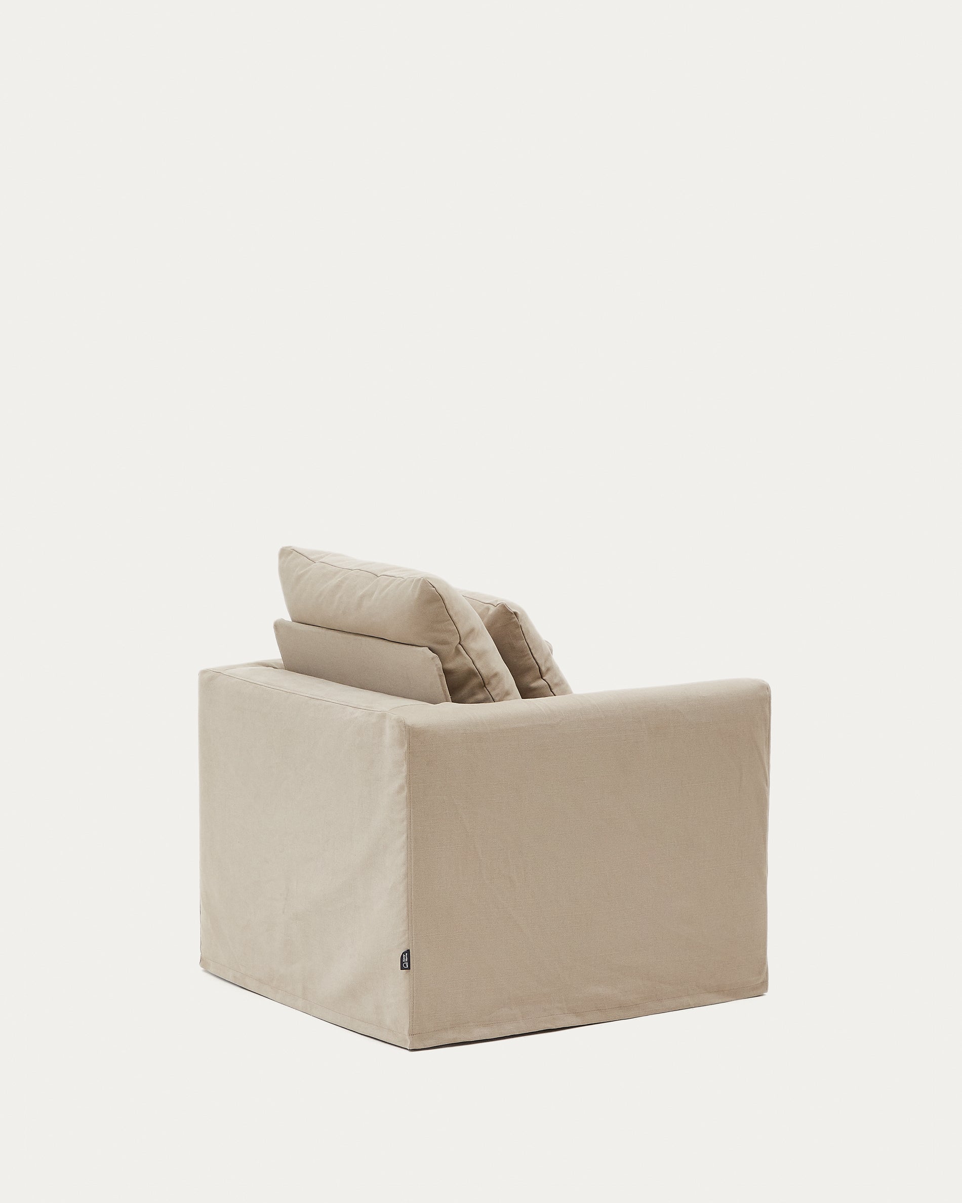 Nora armchair with removable cover and ocher canvas and cotton cushion 92 cm