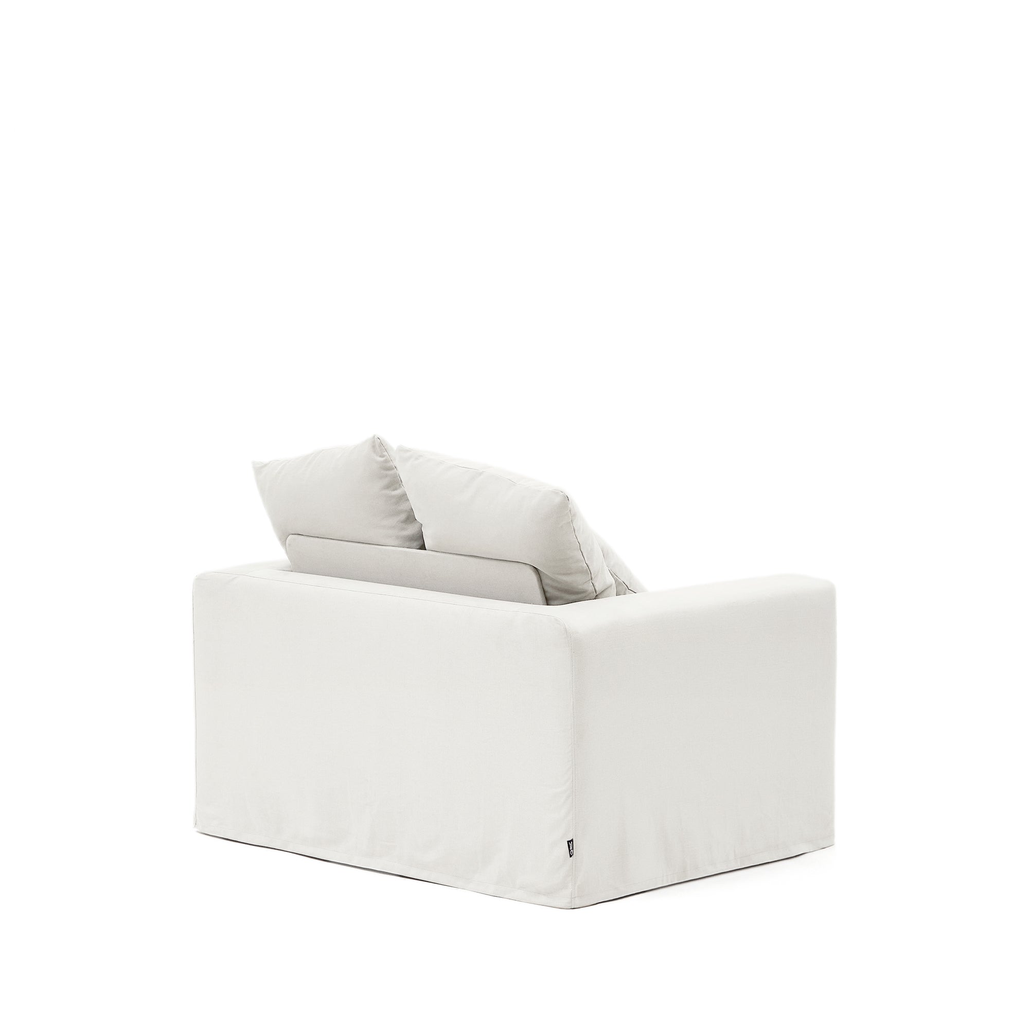 Nora armchair with removable cover with linen and cotton cushion in ecru 140cm - Product Image