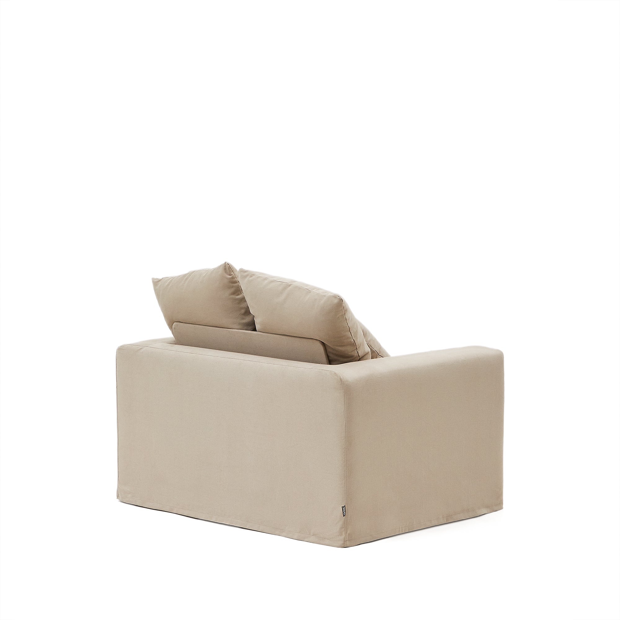 Nora armchair with removable cover and ocher canvas and cotton cushion 140 cm